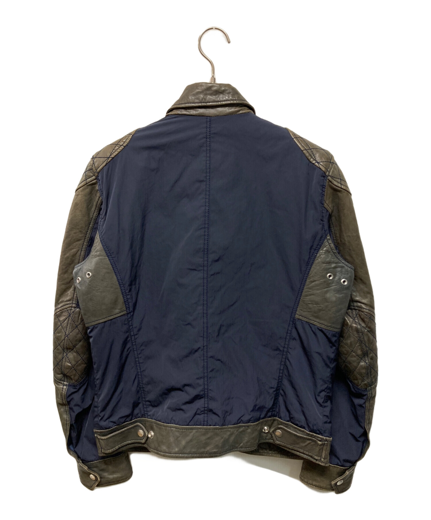 中古・古着通販】DIESEL (ディーゼル) ナイロン切り替えレザーバイカー
