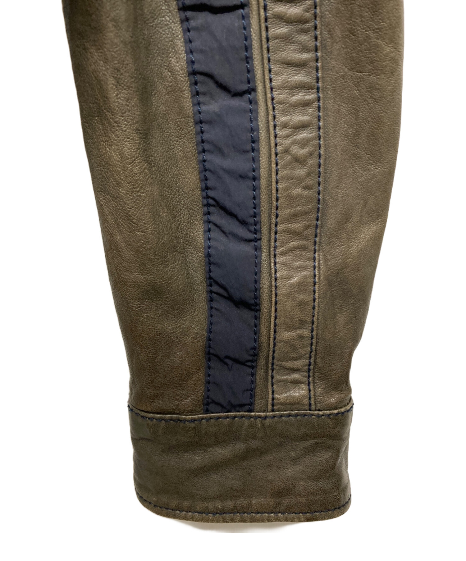 中古・古着通販】DIESEL (ディーゼル) ナイロン切り替えレザーバイカー