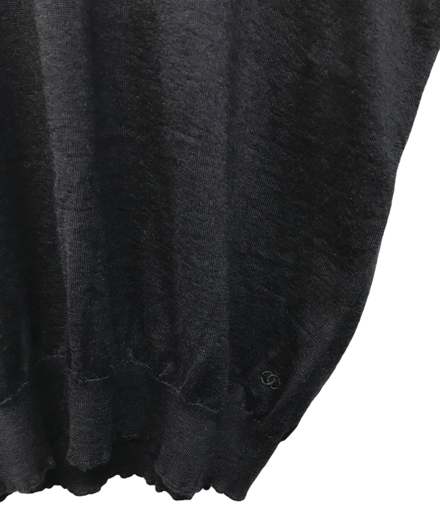 CHANEL 　半袖ニット　カシミヤ　シルク　ブラック　36 中古・古着通販】CHANEL (シャネル) 裾ココマークカシミヤシルク半袖
