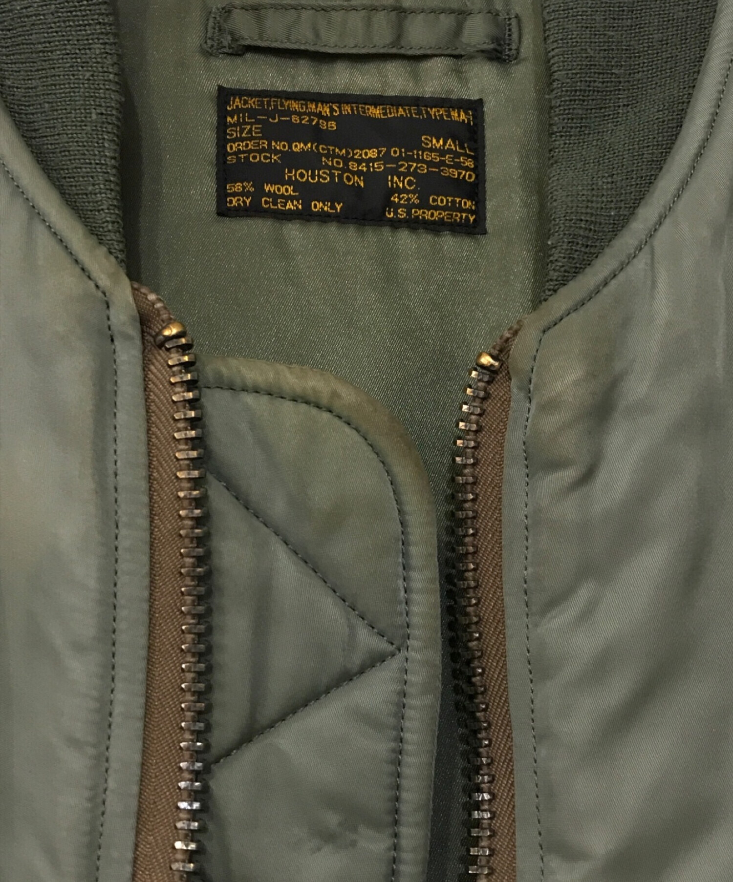 HOUSTON MA-1スタイル オリーブグリーンジャケット MA-1タイプ