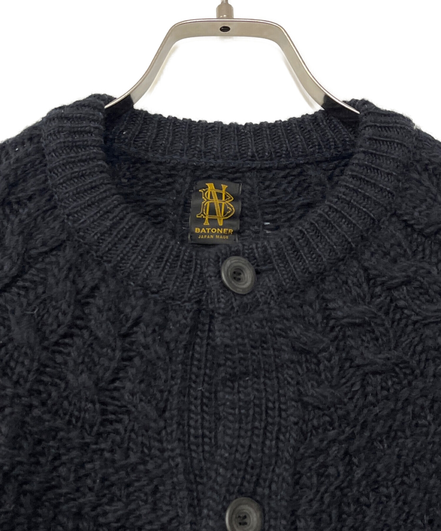 中古・古着通販】BATONER (バトナ―) SPREAD ARAN CREW NECK CARDIGAN