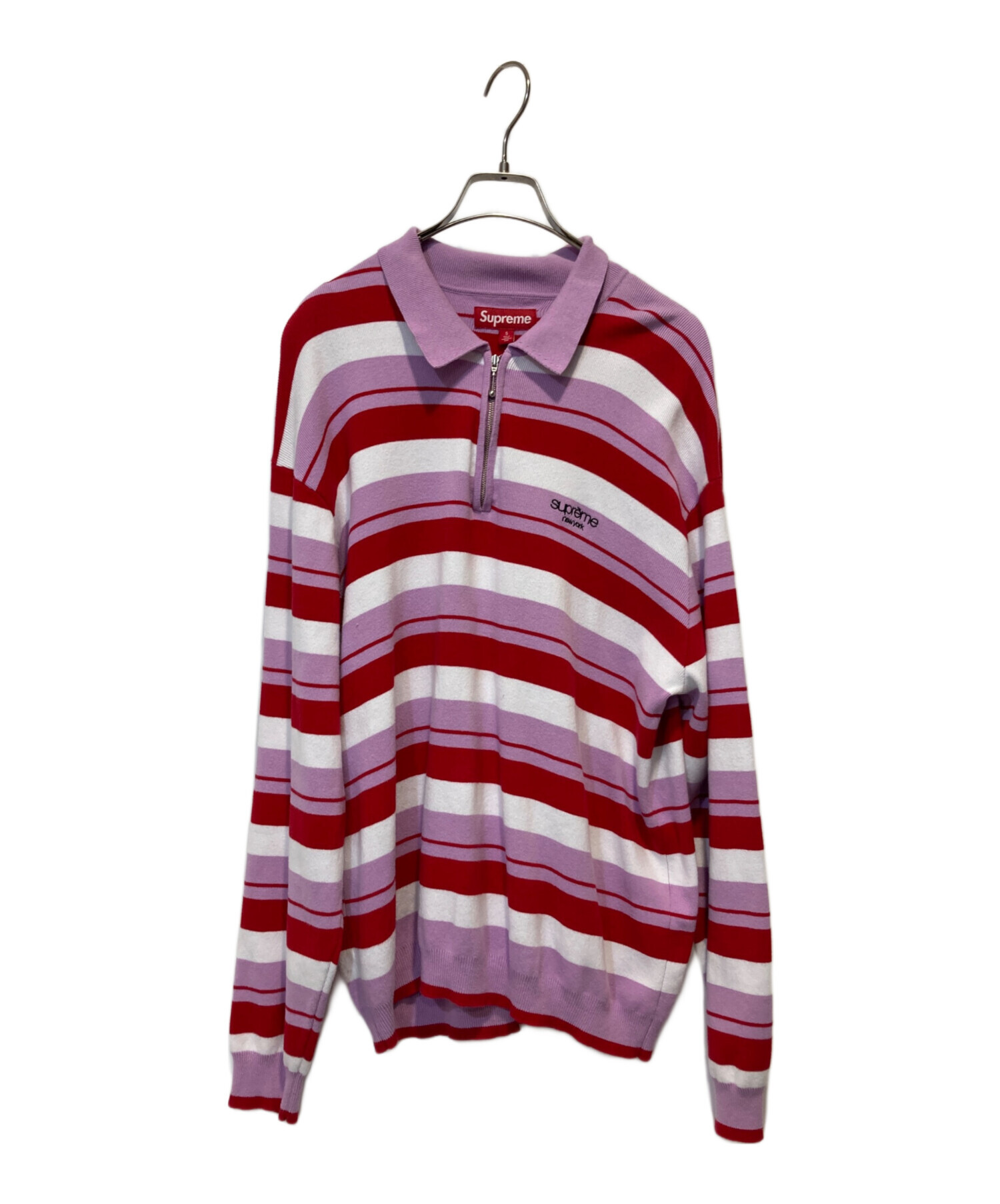 Supreme Stripe Zip L/S Polo Supreme Stripe Zip L⁄S Polo Black Navy 