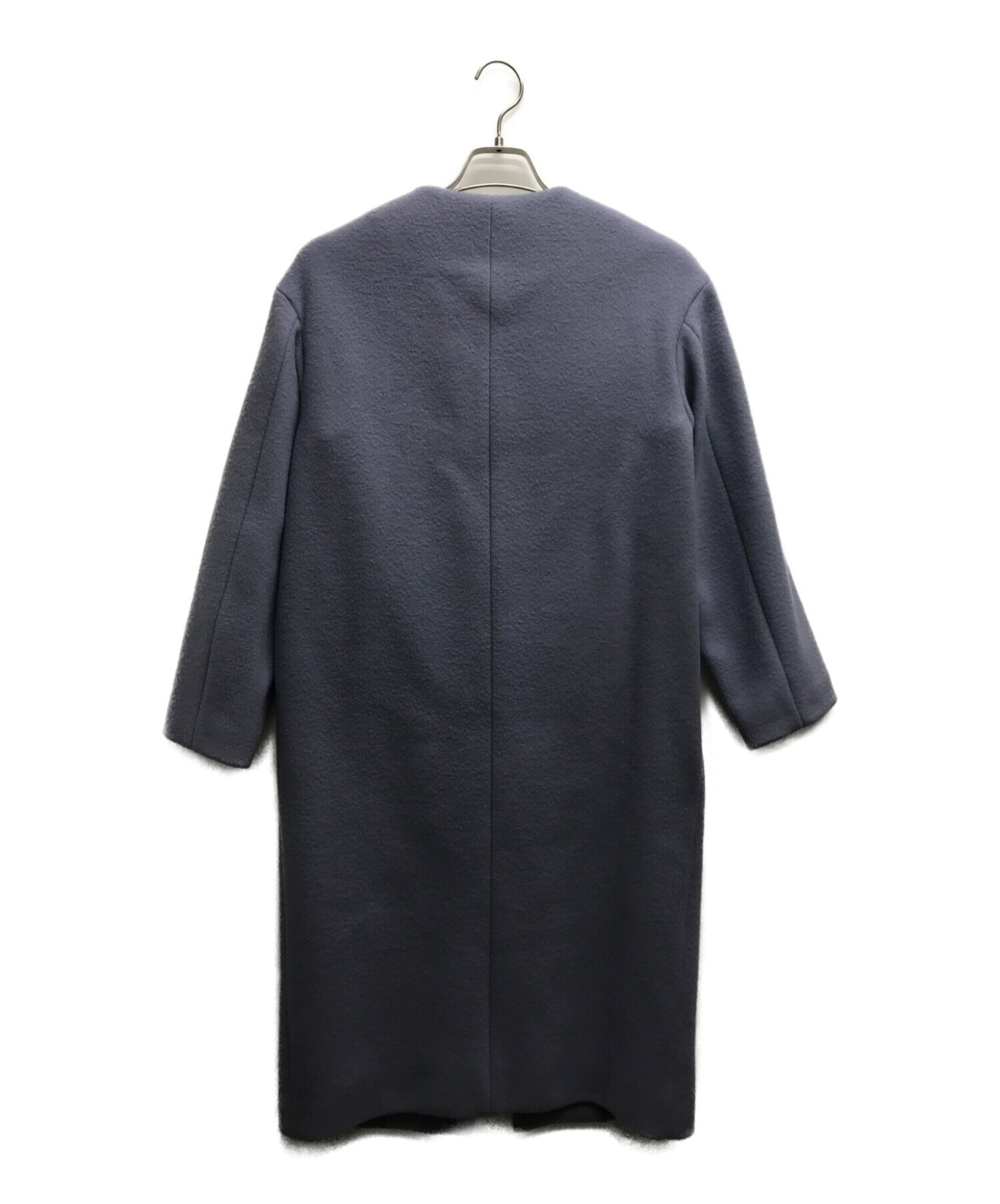 IENA ダブルビーバーノーカラーロングコート イエナ チャコールグレー 38 IENA（イエナ）の「ダブルビーバーノーカラーロングコート◇（その他