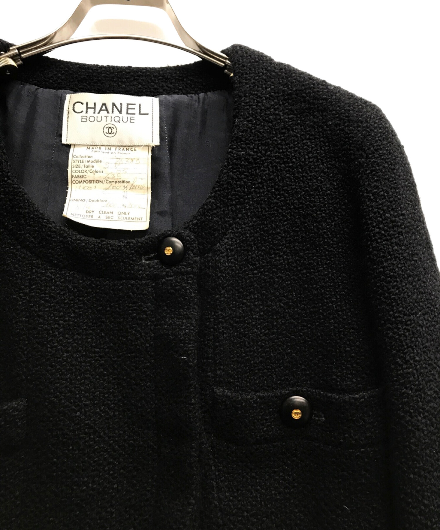 中古・古着通販】CHANEL (シャネル) ツイードセットアップ ブラック