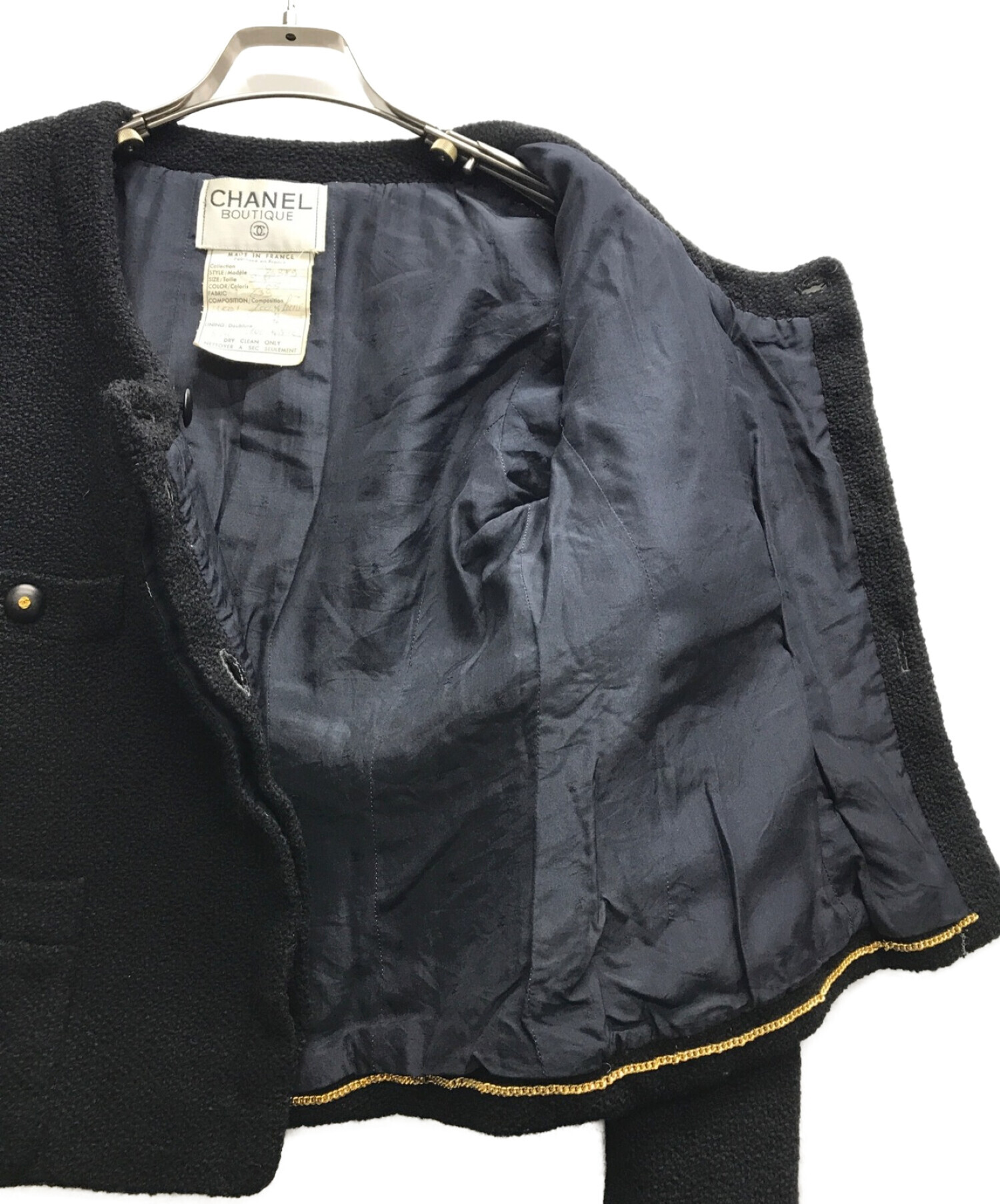 中古・古着通販】CHANEL (シャネル) ツイードセットアップ ブラック