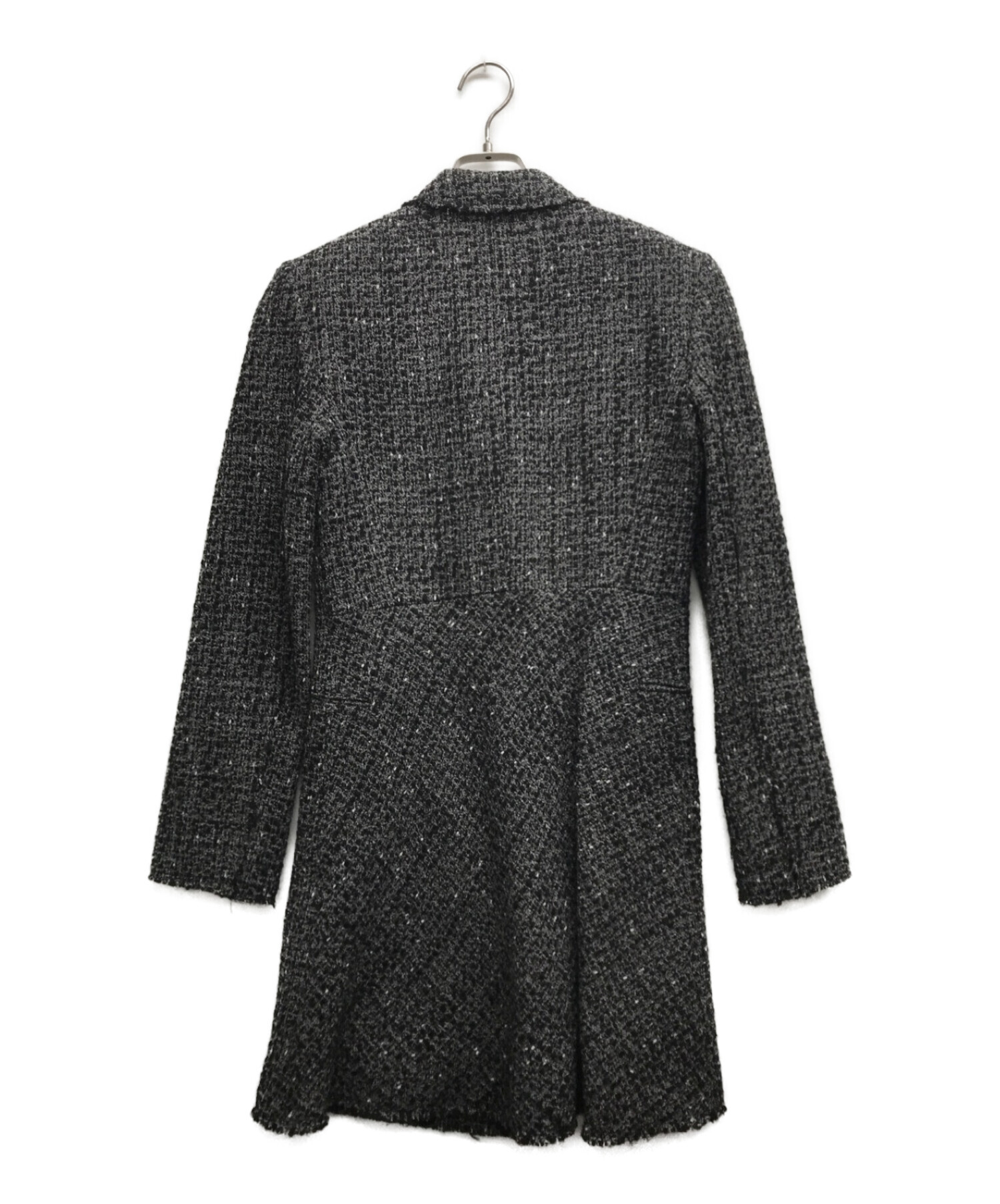 中古・古着通販】theory (セオリー) ツイードロングコート ブラック