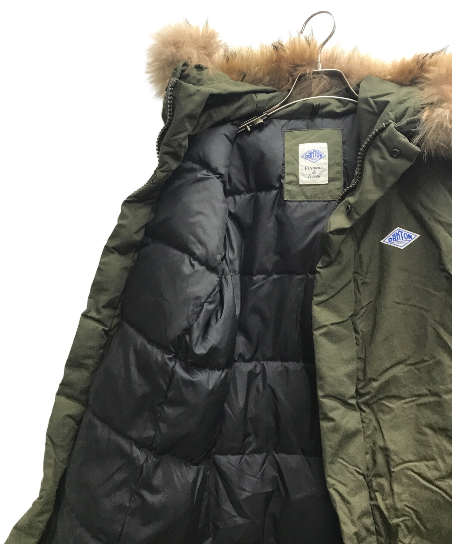 DANTON ダントン オリーブ モッズコート ファー付き 中古 中古・古着通販】DANTON (ダントン) ダウンコート オリーブ サイズ:34