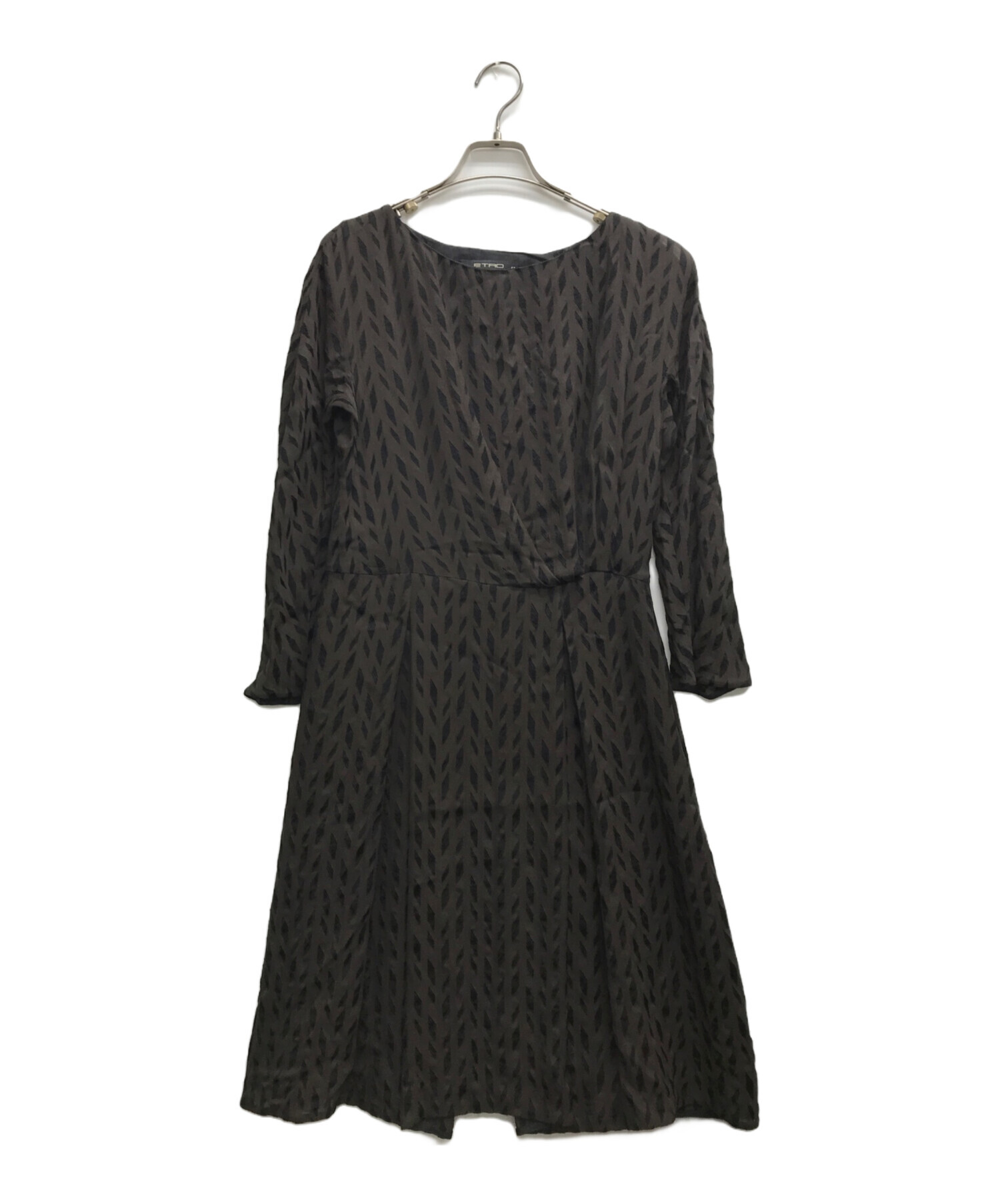 中古・古着通販】ETRO (エトロ) シルク混総柄ワンピース ブラック