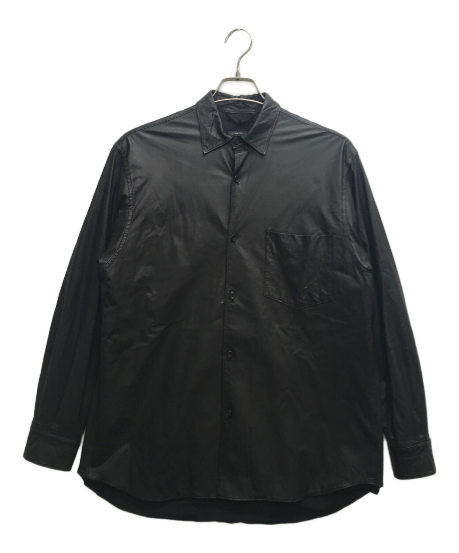 中古・古着通販】COMOLI (コモリ) レザーコモリシャツ ブラック 中古・古着通販】COMOLI (コモリ) レザーコモリシャツ ブラック