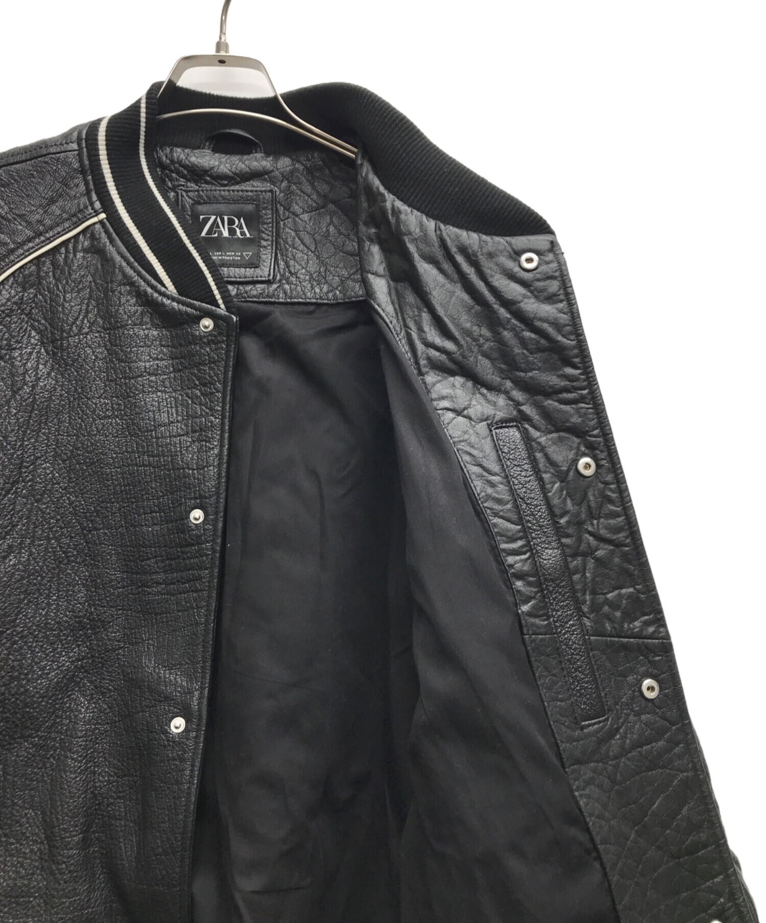 ZARA レザー スタジャン ZARA ザラ レザーボンバージャケット 本革