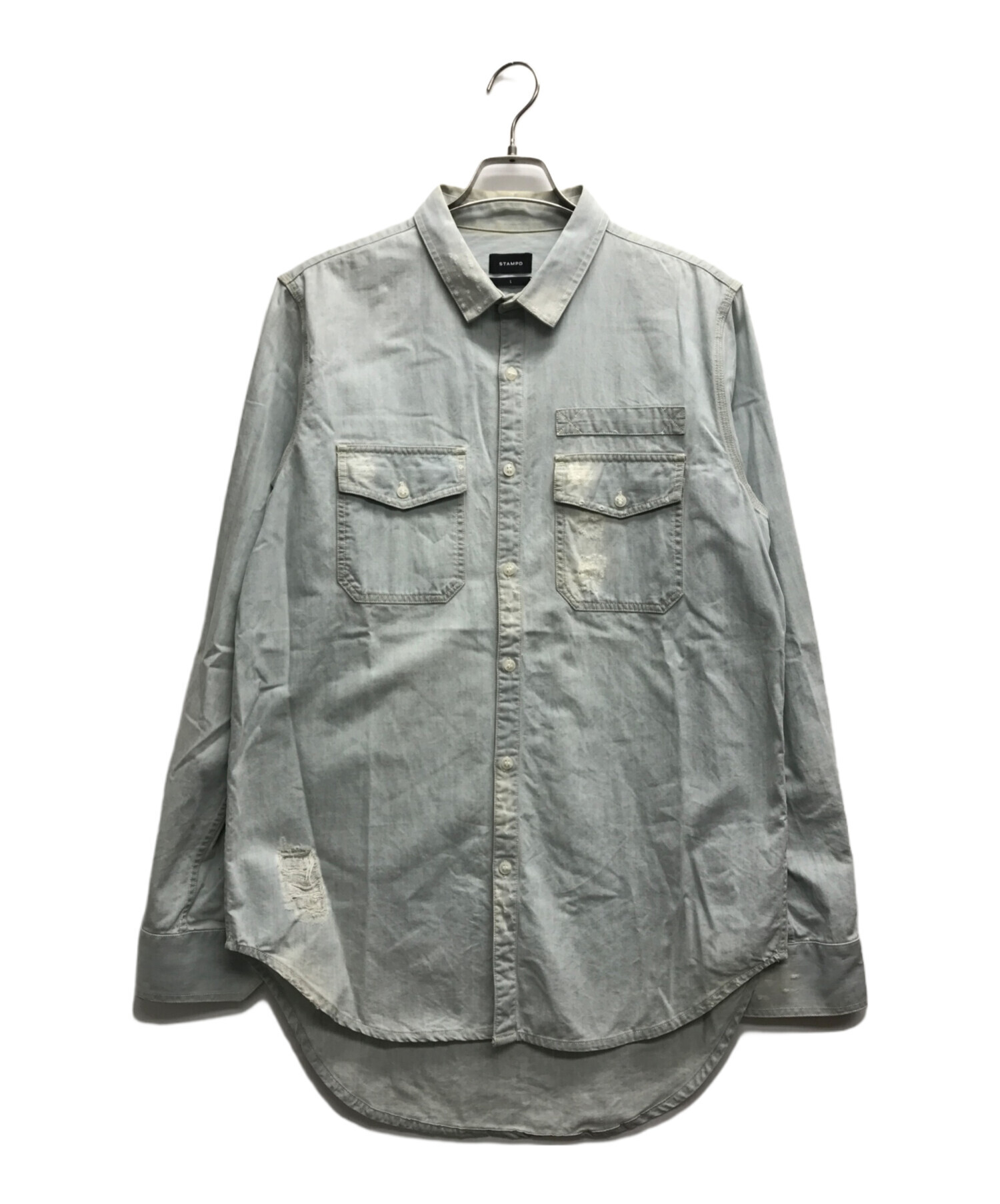 中古・古着通販】STAMPD (スタンプド) クラッシュ加工デニムシャツ  