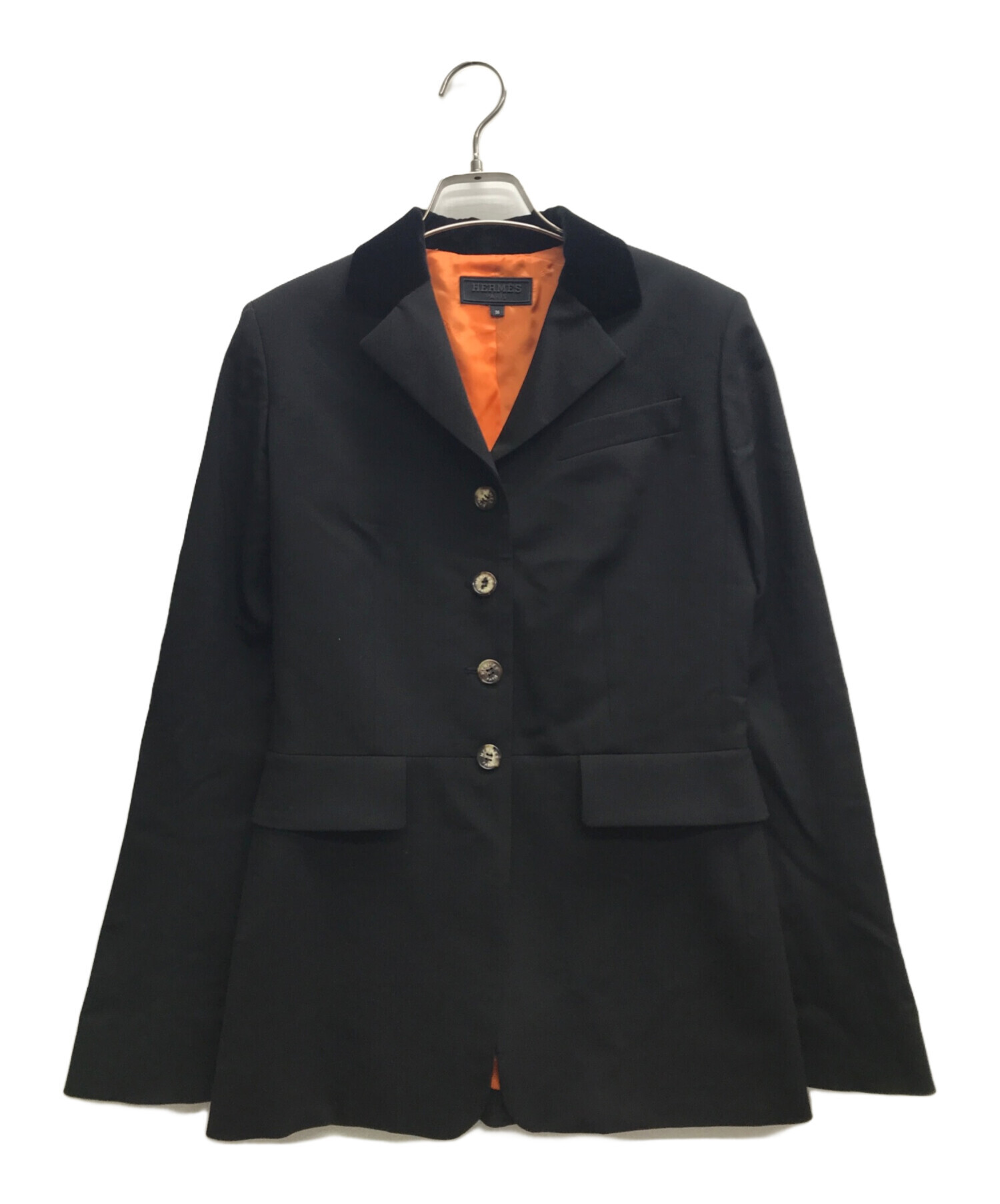 新品未使用　HERMES 乗馬ディテール ジャケット 36 中古・古着通販】HERMES (エルメス) 乗馬ジャケット ブラック