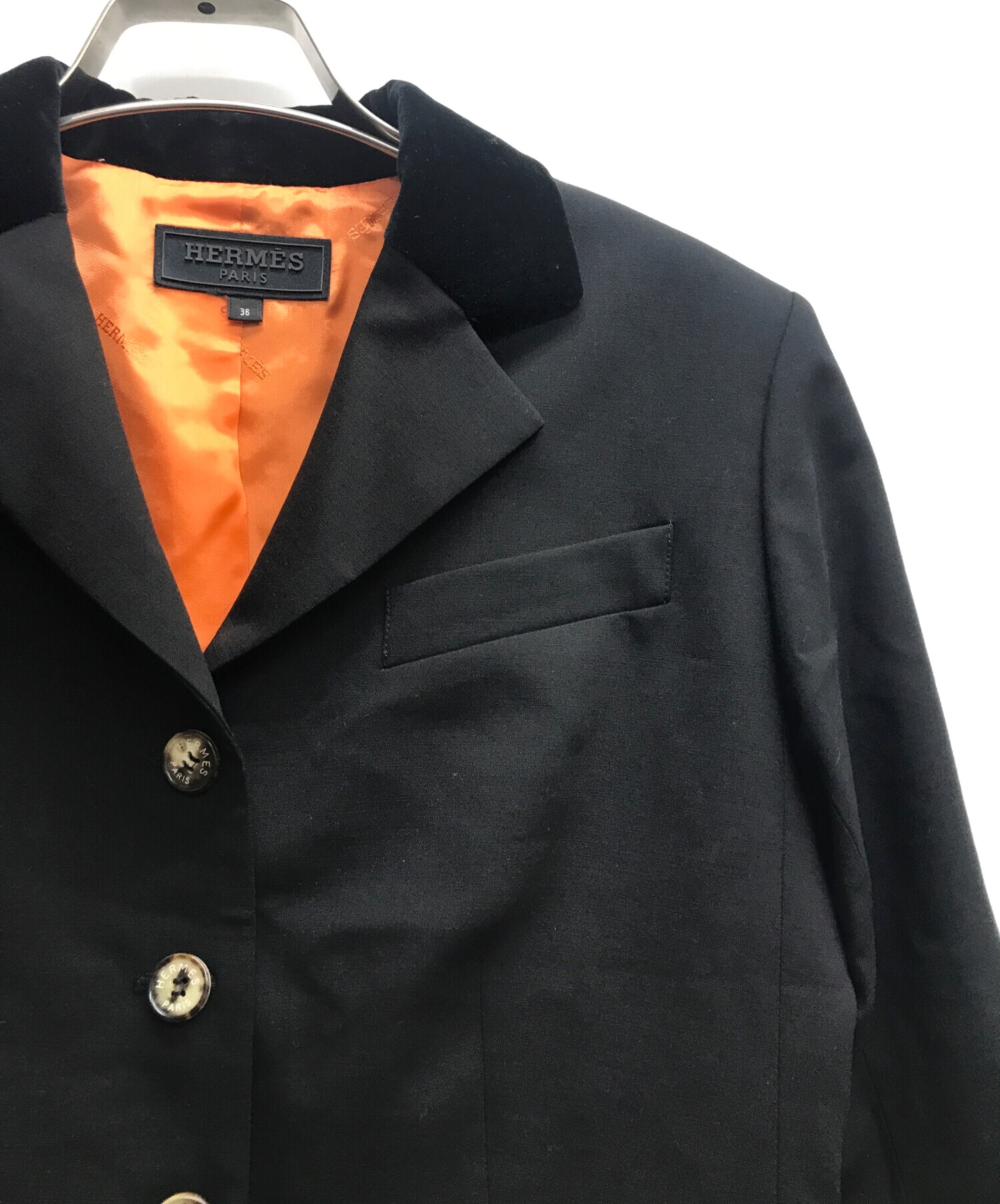 新品未使用　HERMES 乗馬ディテール ジャケット 36 中古・古着通販】HERMES (エルメス) 乗馬ジャケット ブラック サイズ