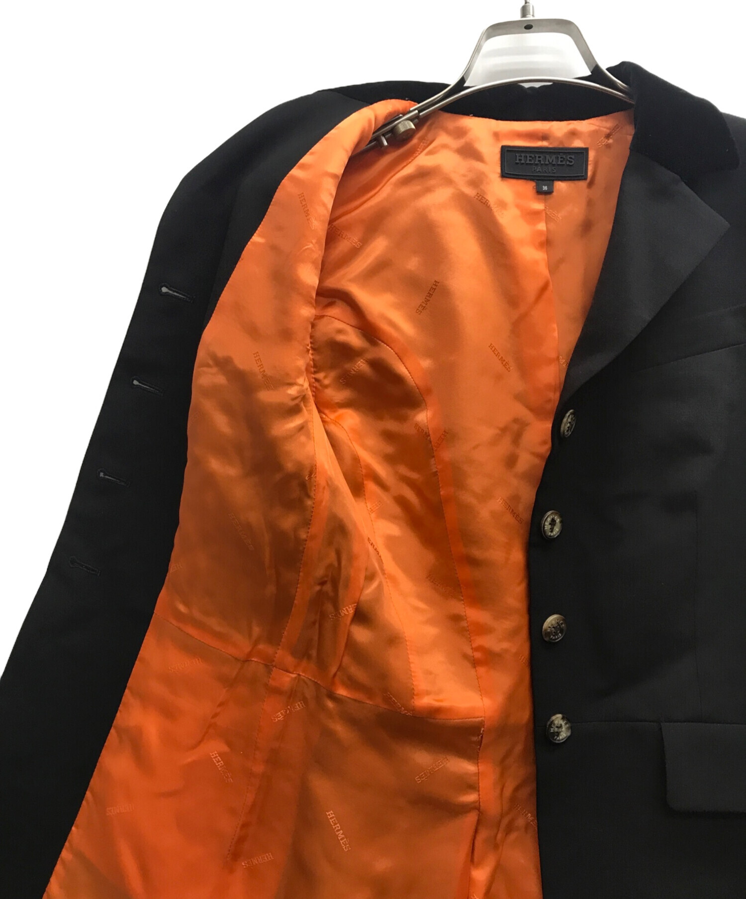 新品未使用　HERMES 乗馬ディテール ジャケット 36 中古・古着通販】HERMES (エルメス) 乗馬ジャケット ブラック
