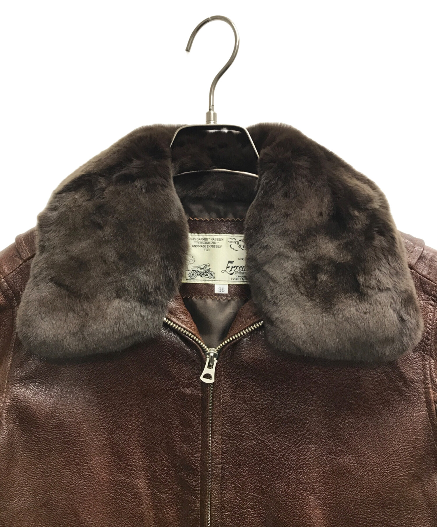 FREEDOM◇ダウンジャケット/レザー/ブラウン/36