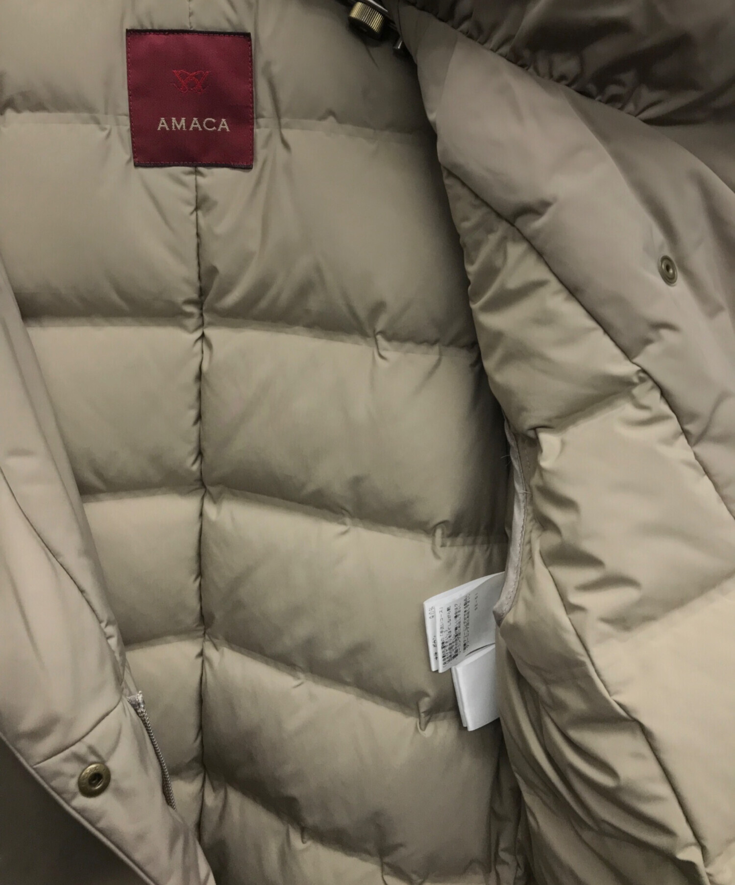 中古・古着通販】AMACA (アマカ) ダウンコート ベージュ サイズ:38
