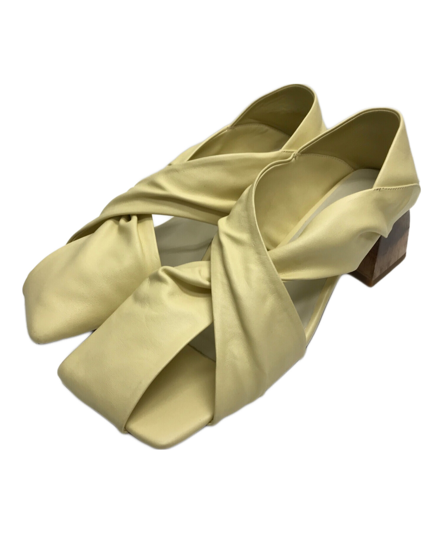 中古・古着通販】ALM. (アルム) HEIDI LEATHER PUMPS イエロー サイズ 