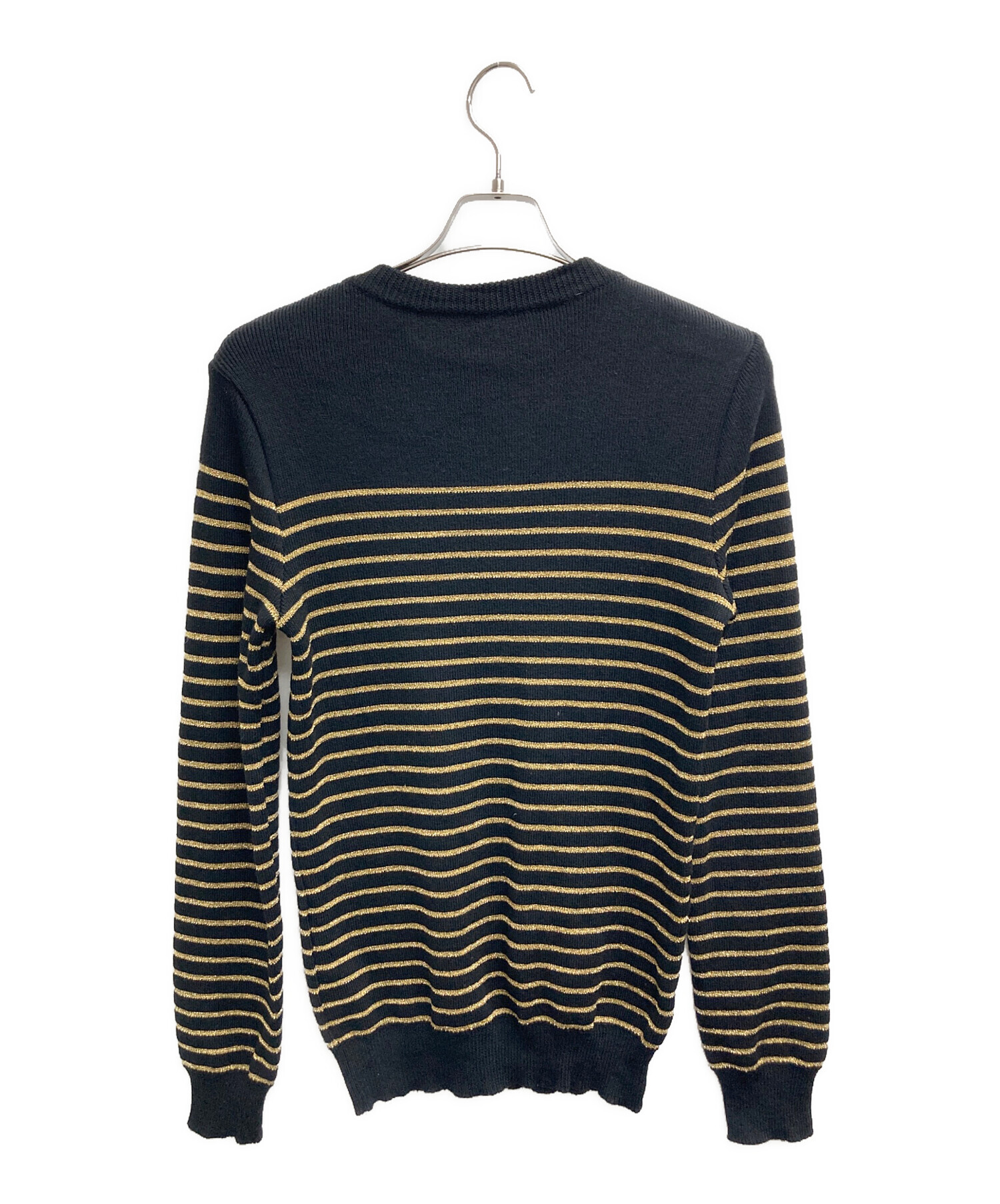 中古・古着通販】BALMAIN (バルマン) ボーダーニット ブラック サイズ 