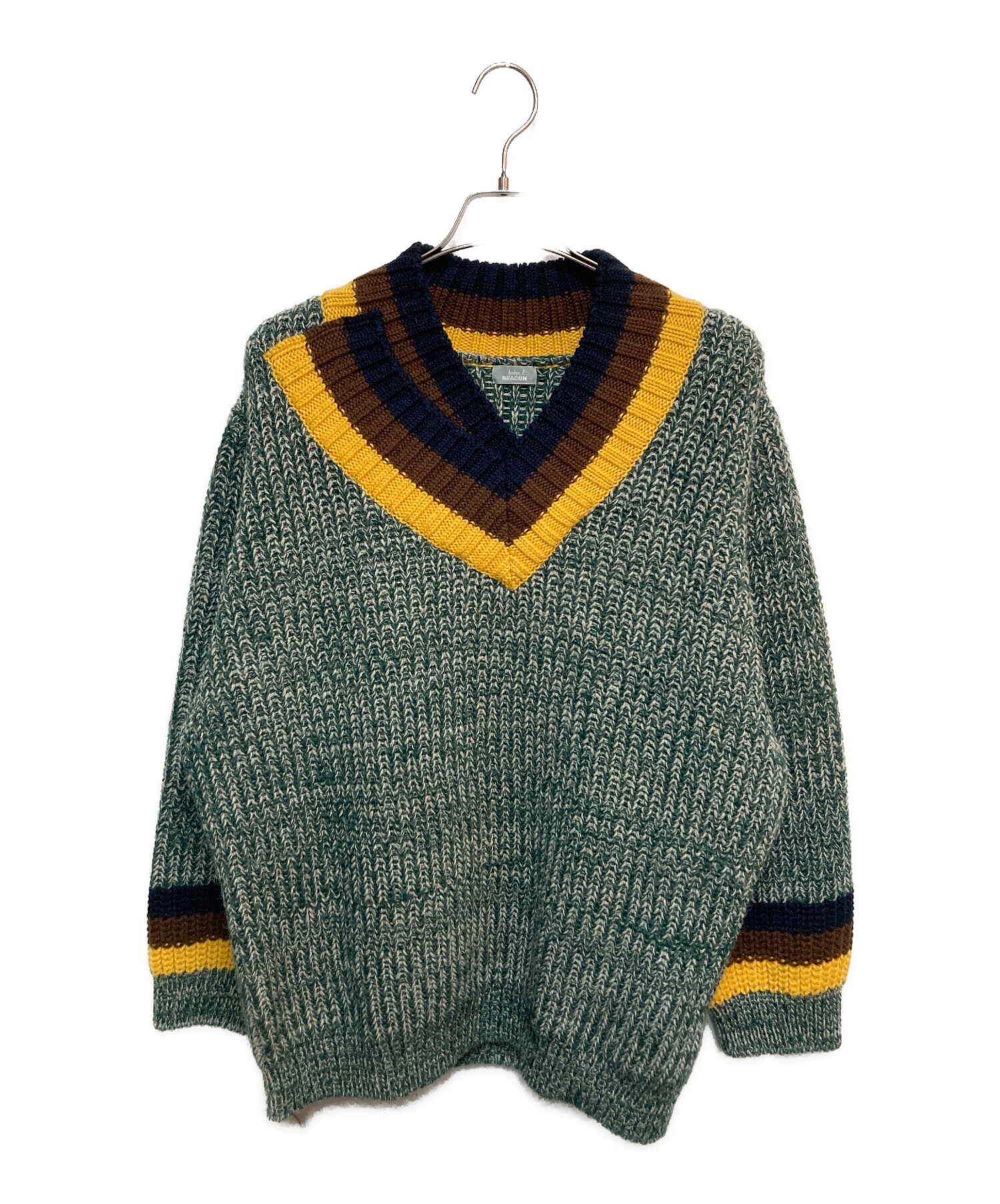 【即完売モデル】カラービーコン Vネック ウール ニット セーター 21aw 中古・古着通販】kolor/BEACON (カラービーコン) 杢ウールVネック