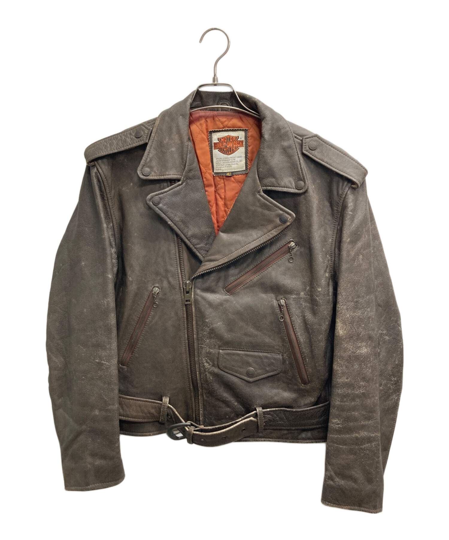 美品　ハーレーダビッドソン　42 L 　ライダース　ダブル　大きいサイズ 中古・古着通販】HARLEY-DAVIDSON (ハーレーダビッドソン) ダブル