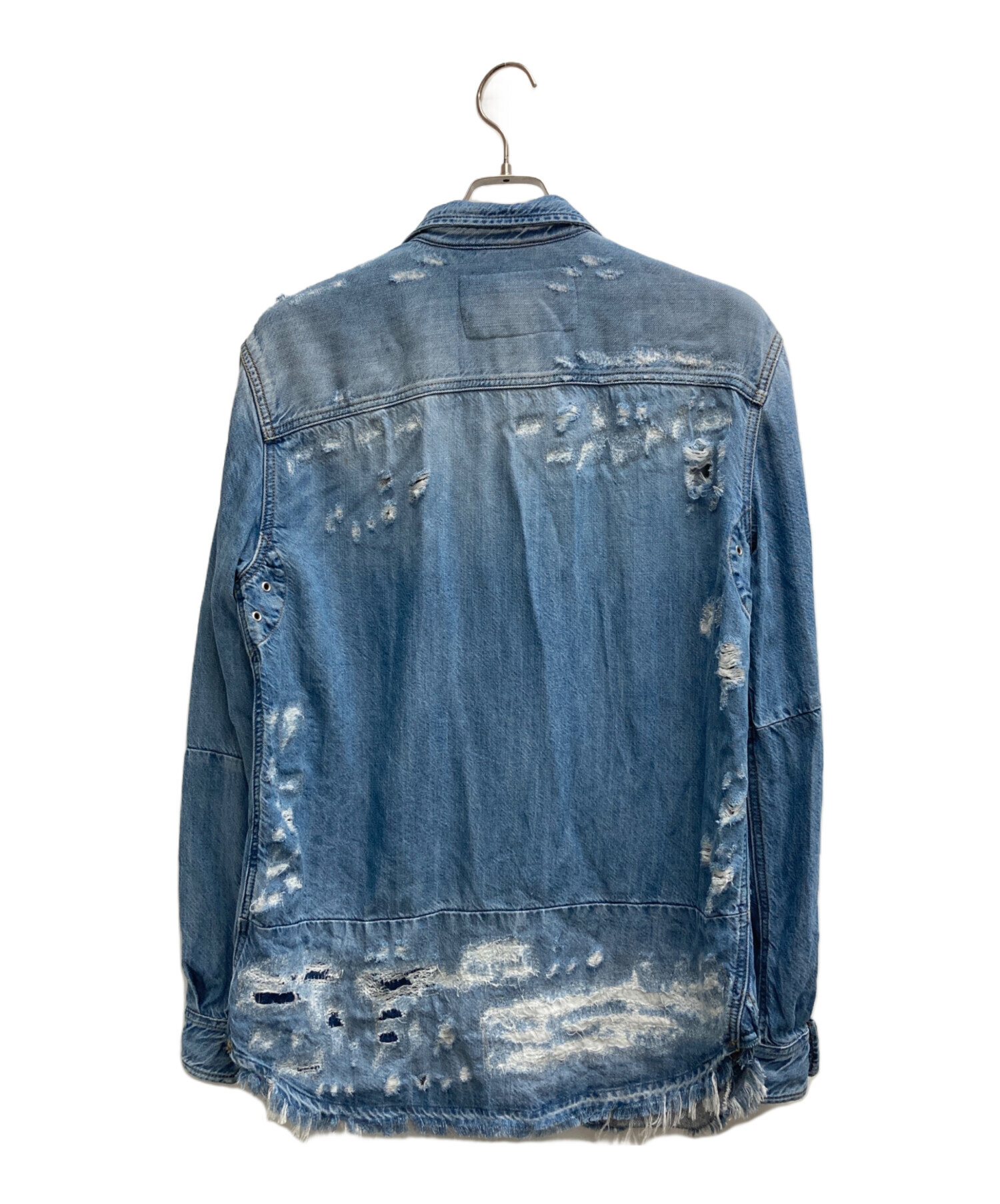 中古・古着通販】DIESEL (ディーゼル) ダメージ加工デニムシャツ