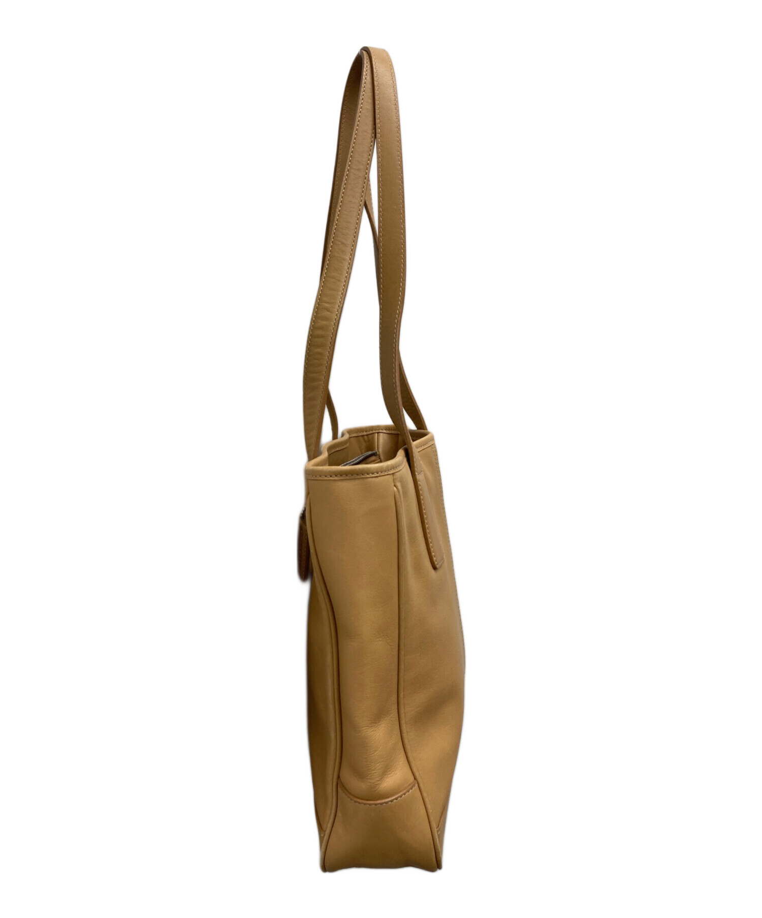 中古・古着通販】COACH (コーチ) レザートートバッグ ベージュ 