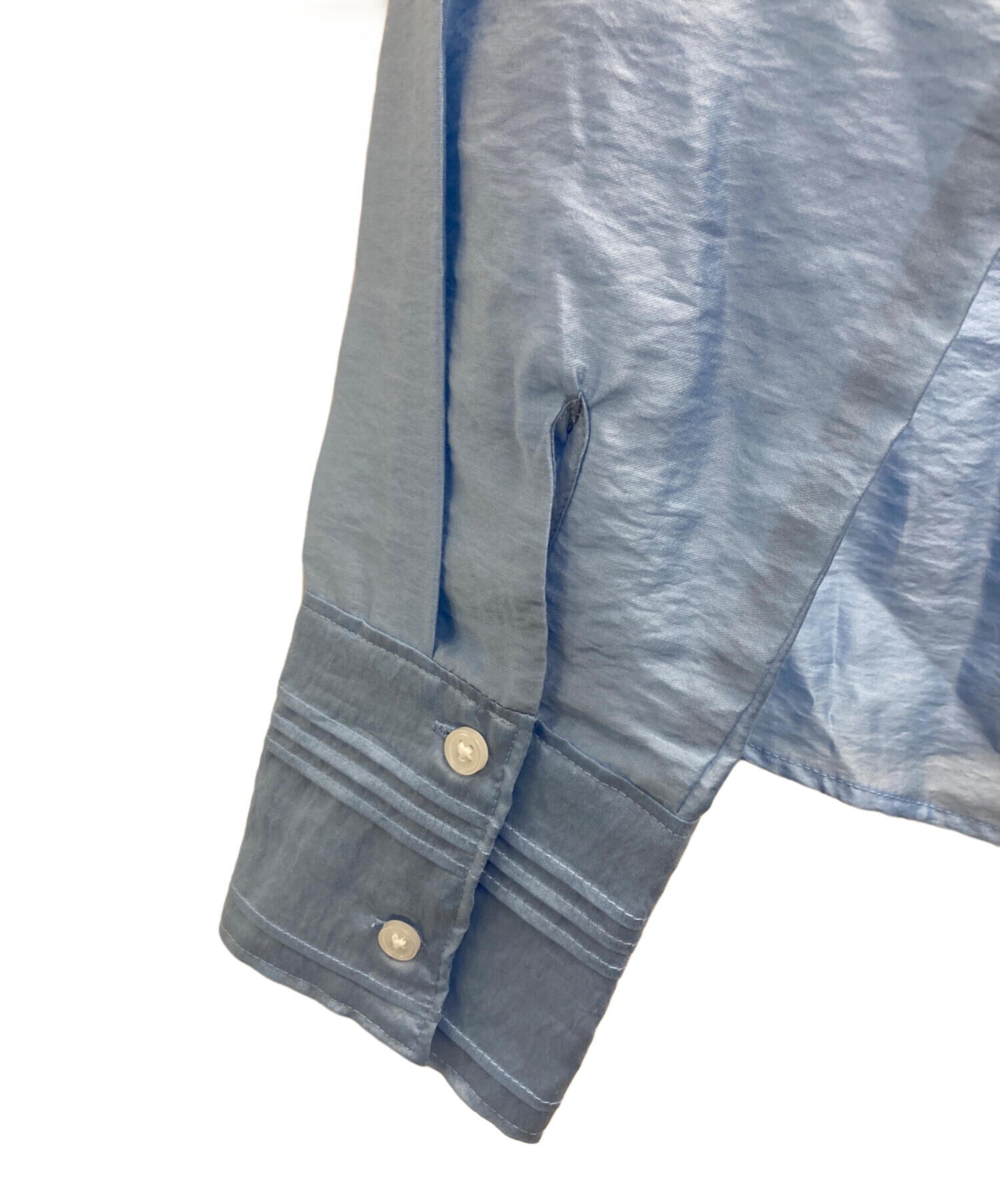 中古・古着通販】PLST (プラステ) シアークロップドシャツ ブルー 