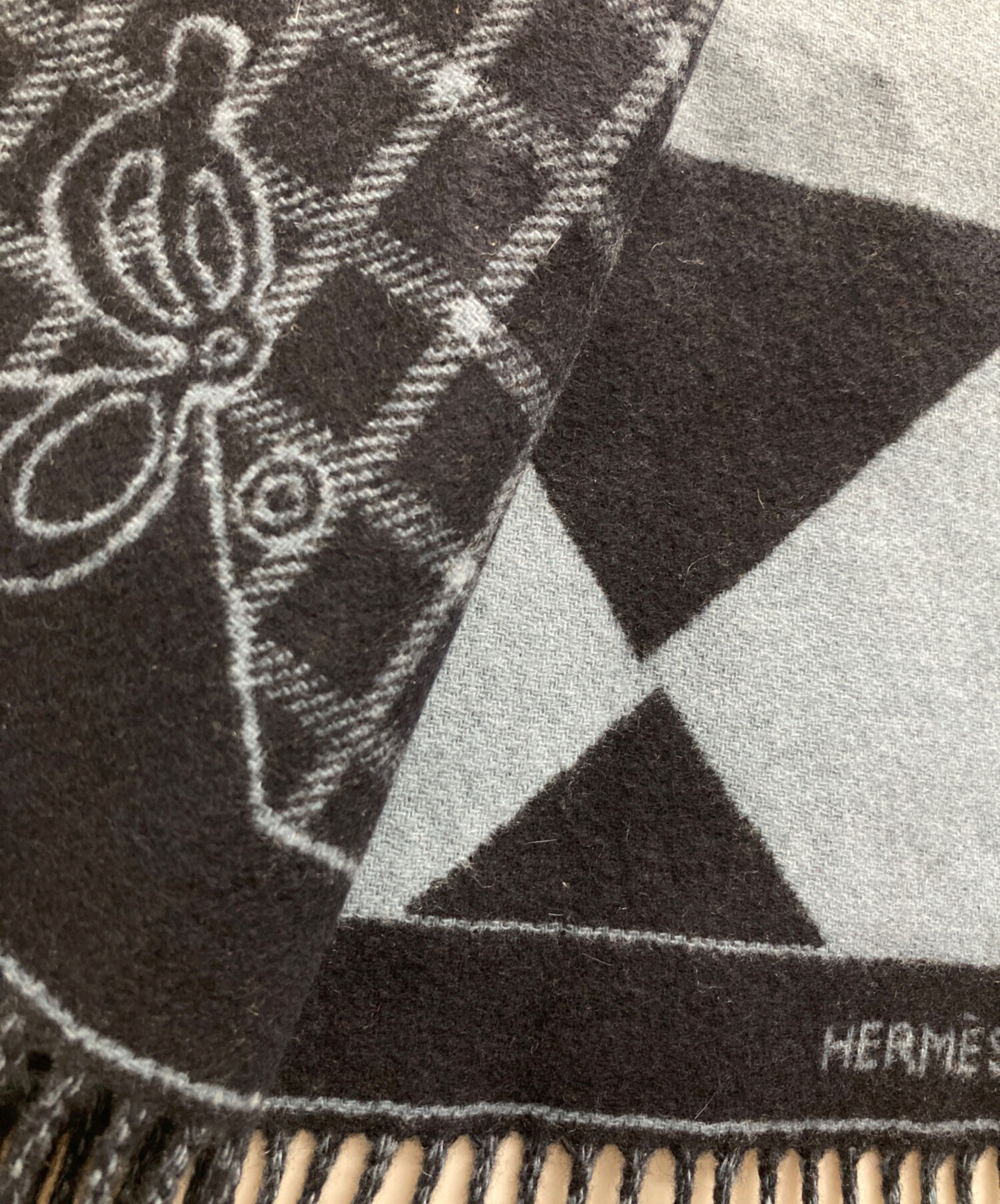中古・古着通販】HERMES (エルメス) カマイユ カシミヤマフラー ブルー