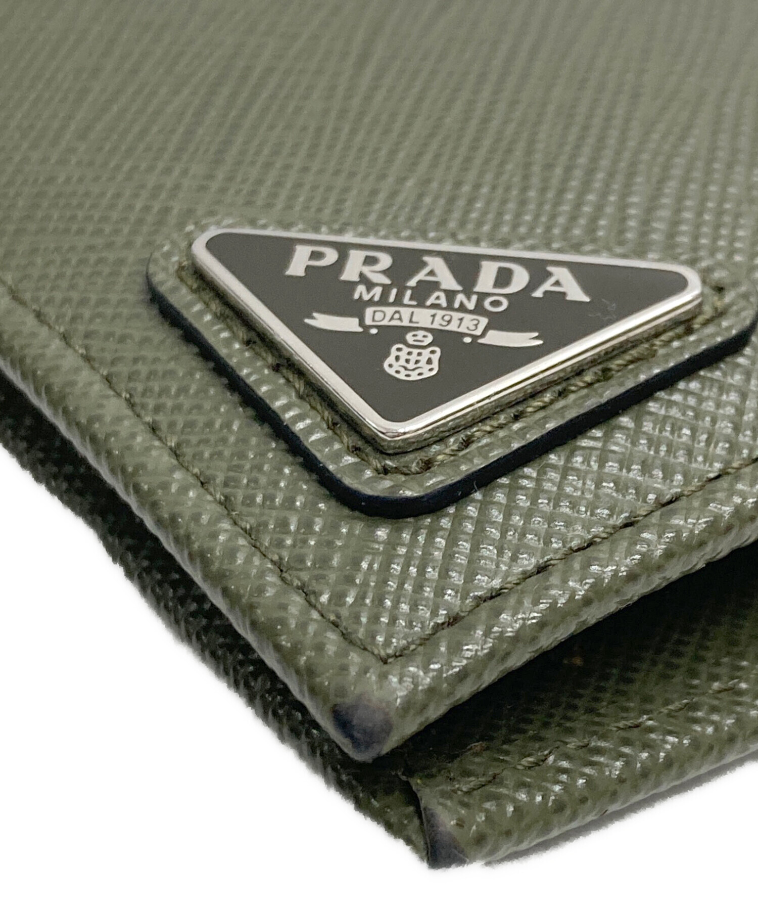 中古・古着通販】PRADA (プラダ) サフィアーノ2つ折り財布 グリーン 