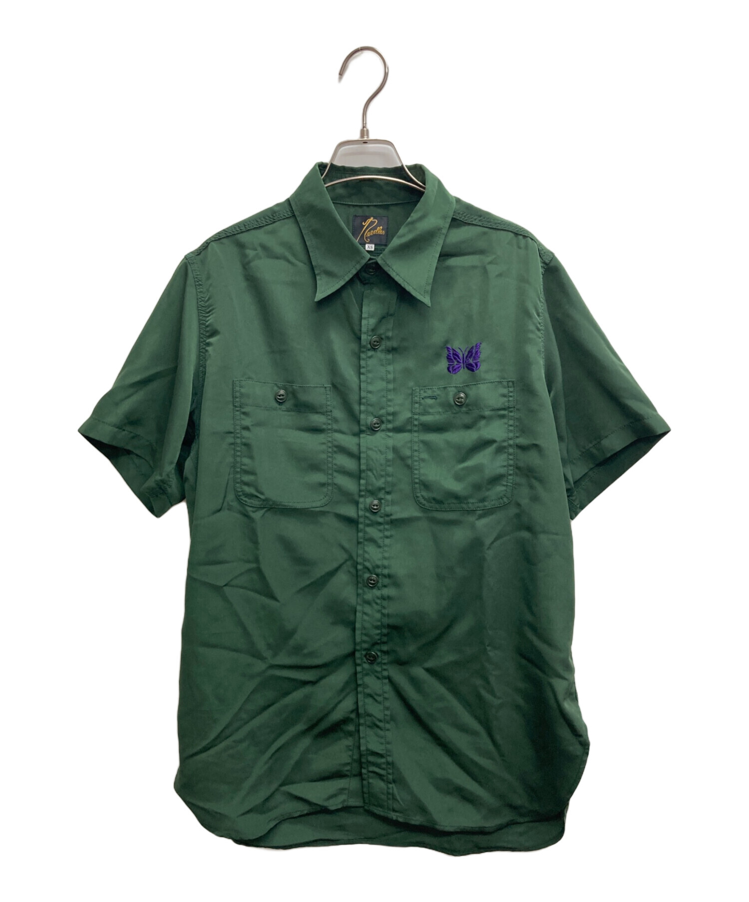 Needles グリーン 開襟シャツ S 中古・古着通販】Needles (ニードルズ) S/S Work Shirt - Poly Cloth