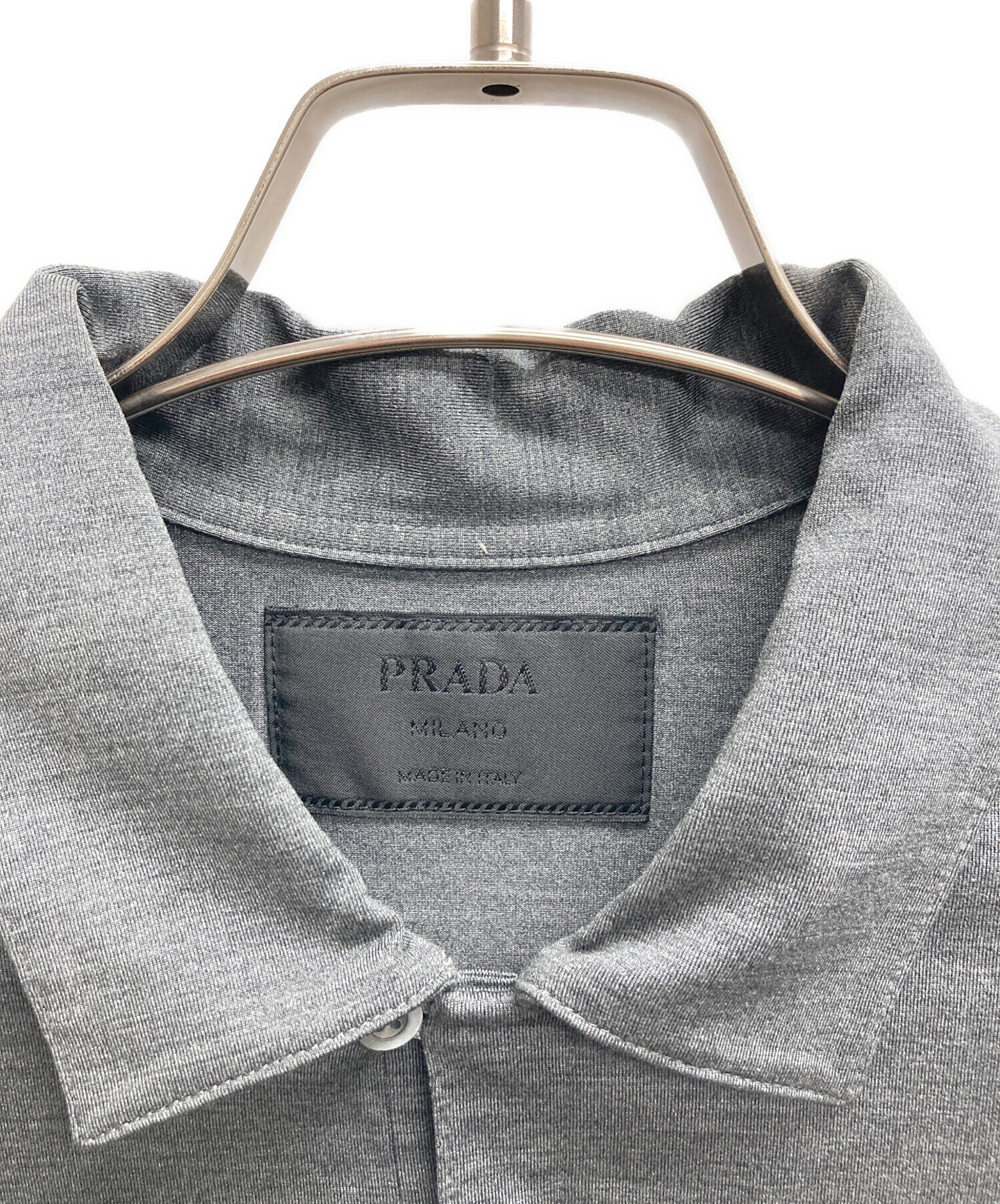 中古・古着通販】PRADA (プラダ) シルクポロシャツ グレー サイズ:M