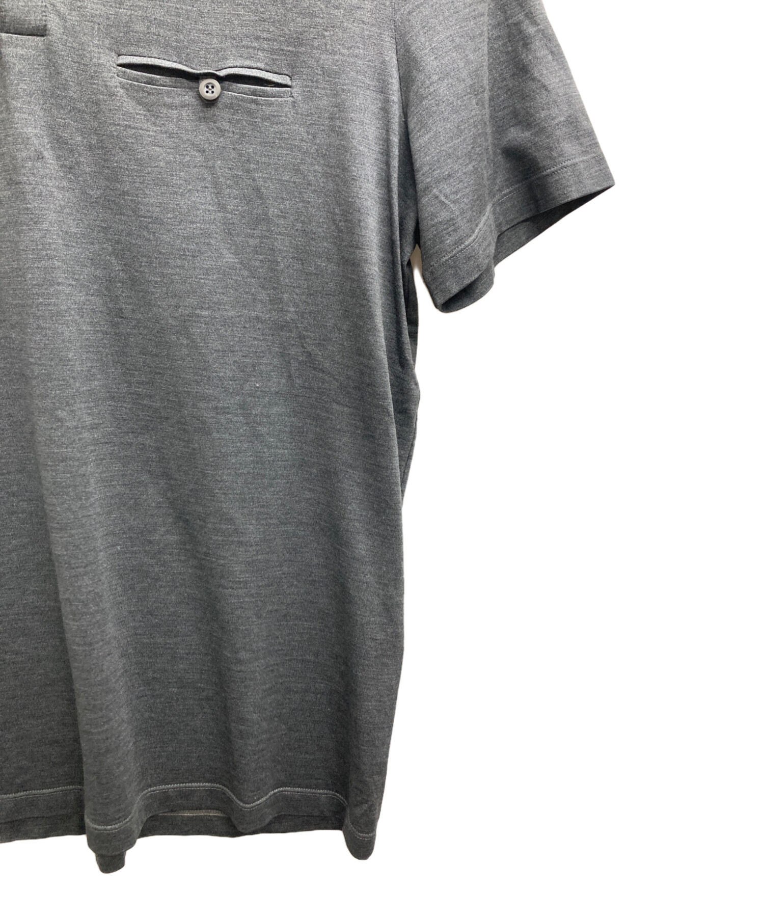 中古・古着通販】PRADA (プラダ) シルクポロシャツ グレー サイズ:M