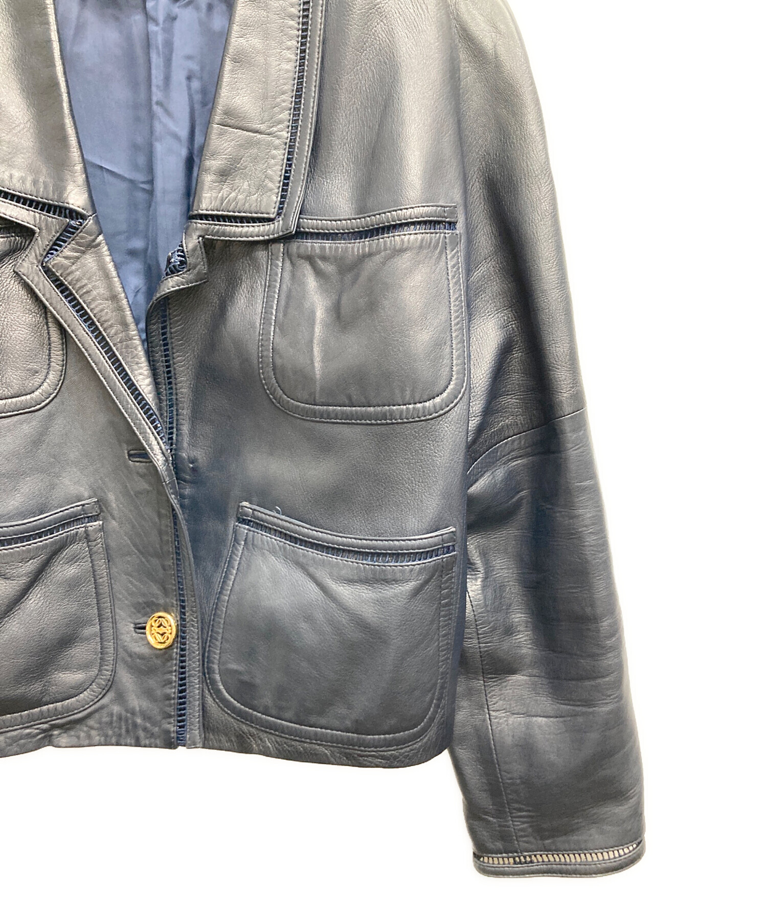 80s アーカイブ　ロエベ　レザージャケット　ナッパレザー 80s アーカイブ ロエベ レザージャケット ナッパレザー - メルカリ