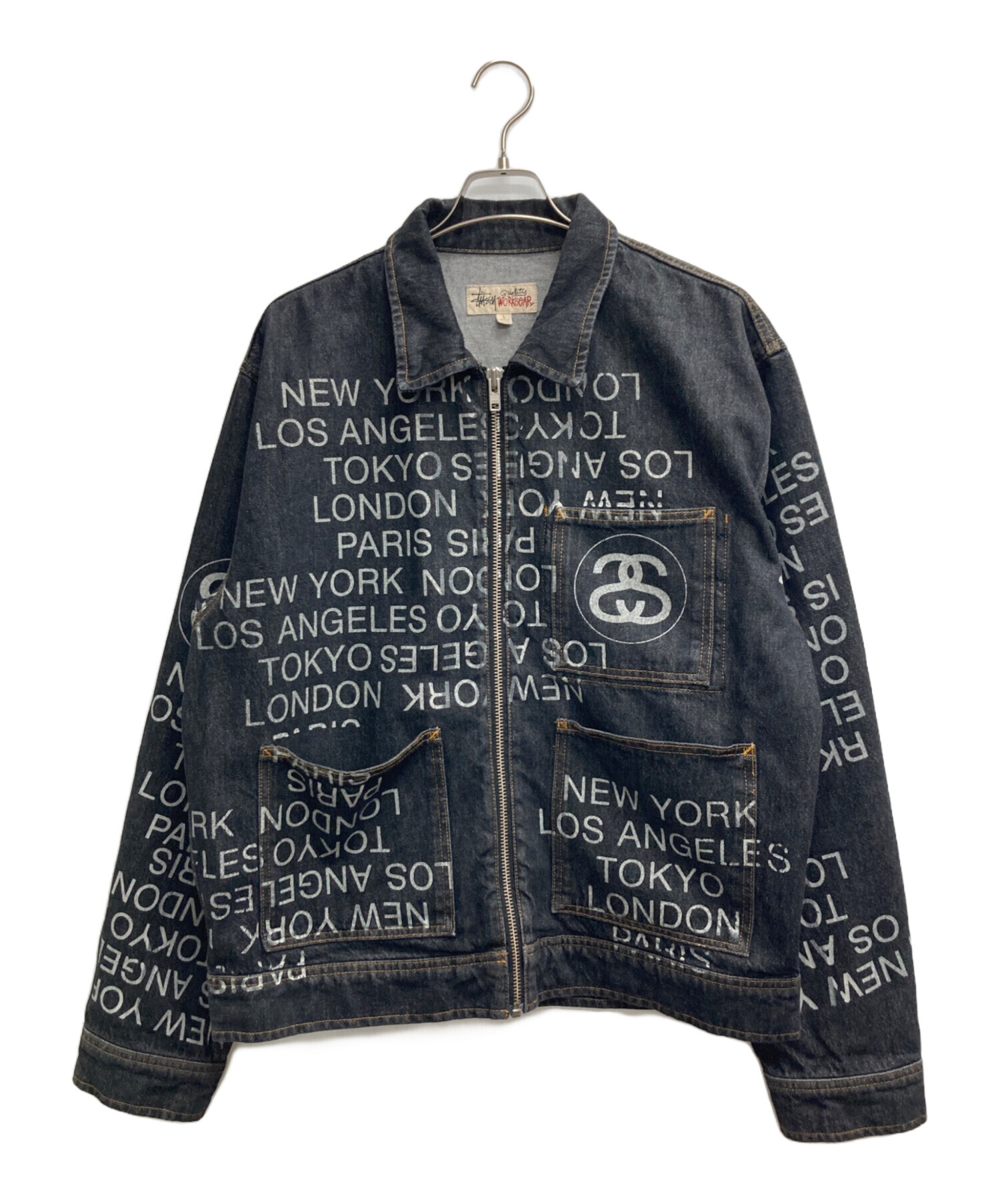 Stussy デニムジャケット 黒 Lサイズ 中古・古着通販】stussy (ステューシー) ZIP WORK JACKET CITY LINK