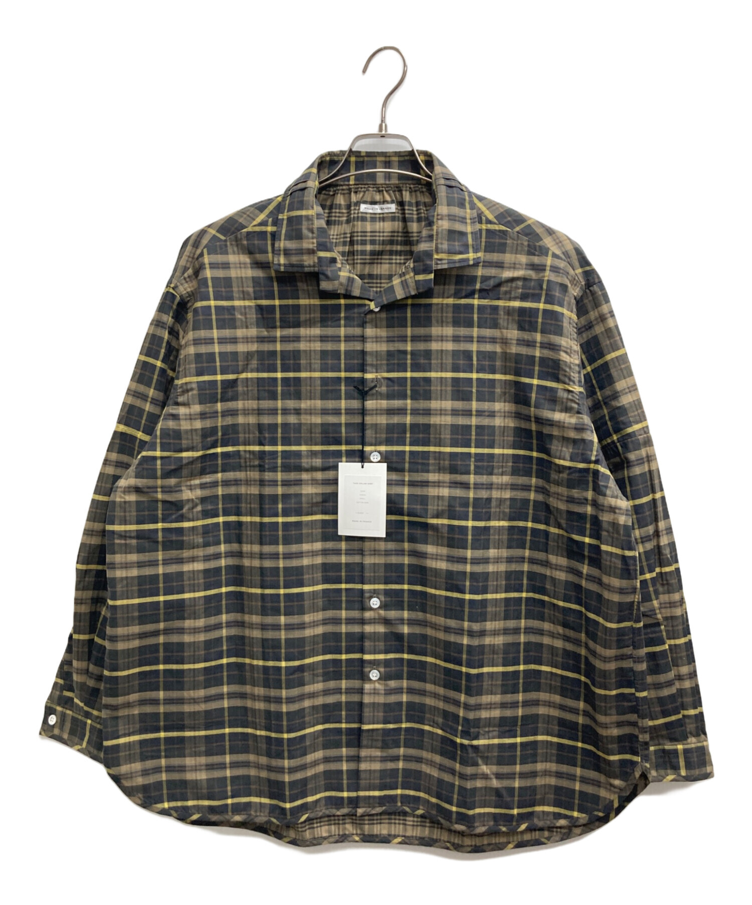 中古・古着通販】MANAVE (マナベ) TUCK COLLAR SHIRT グリーン サイズ
