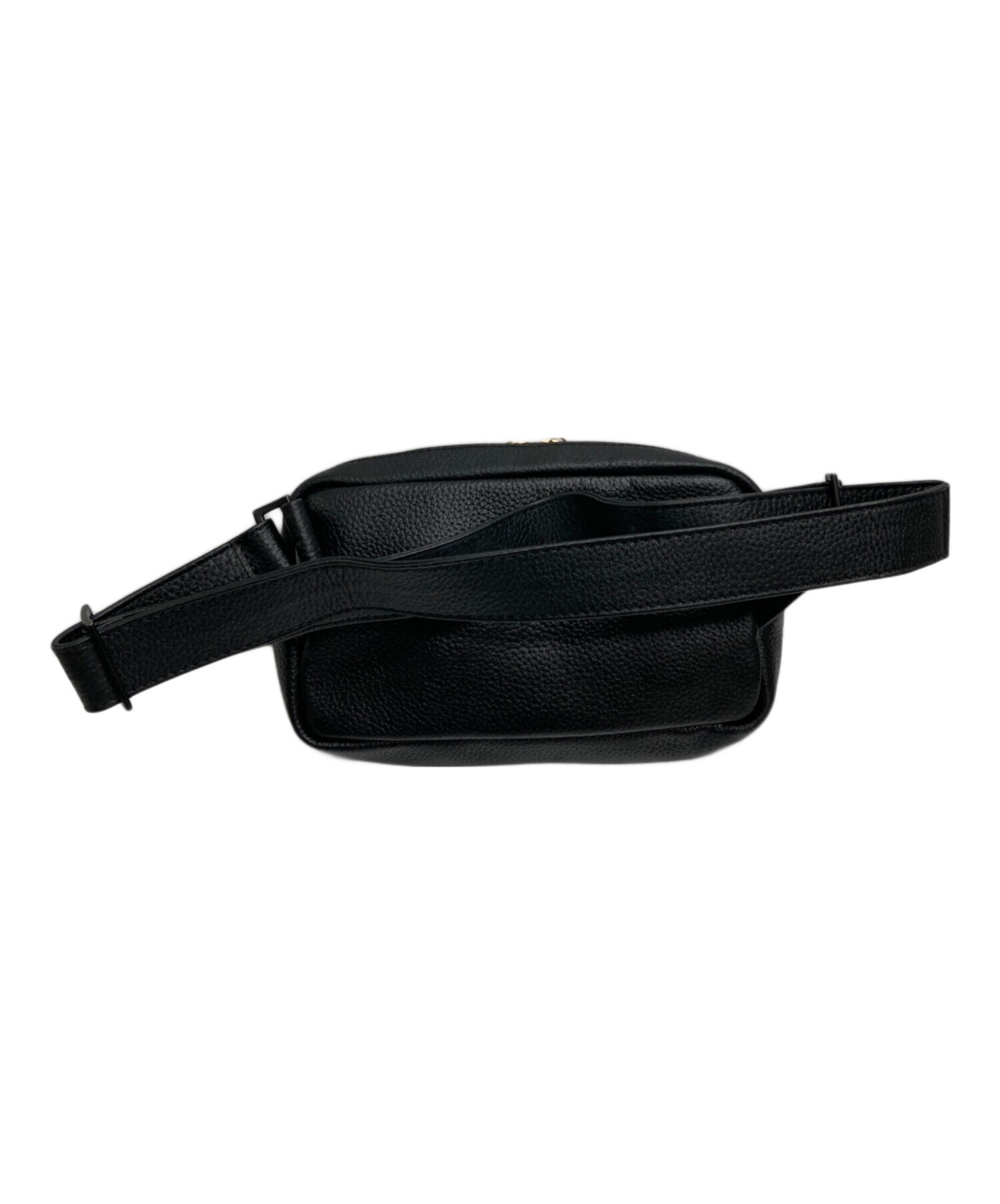 中古・古着通販】hushtug (ハッシュタグ) レザーボディバッグ ブラック