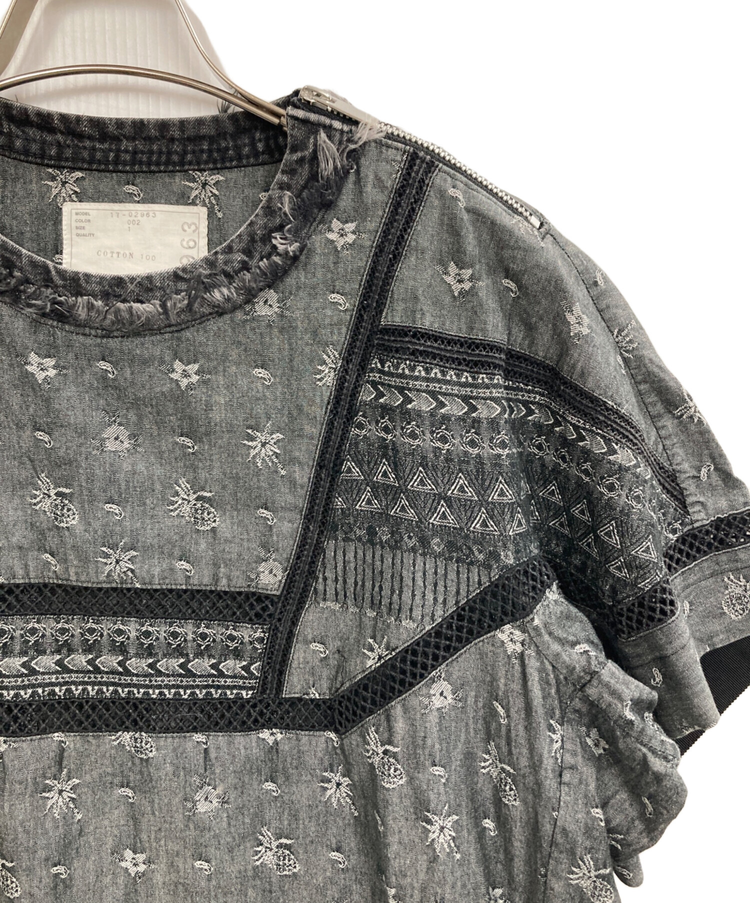 中古・古着通販】sacai (サカイ) 17SS デニム刺繍ワンピース グレー
