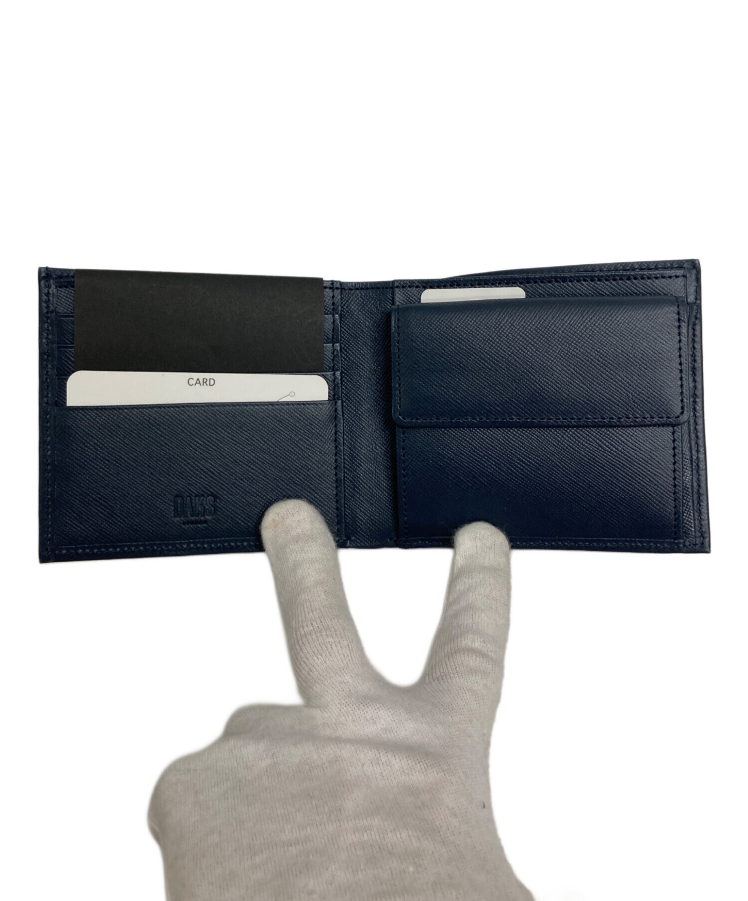 中古・古着通販】DAKS (ダックス) 2つ折り財布 ネイビー 未使用品