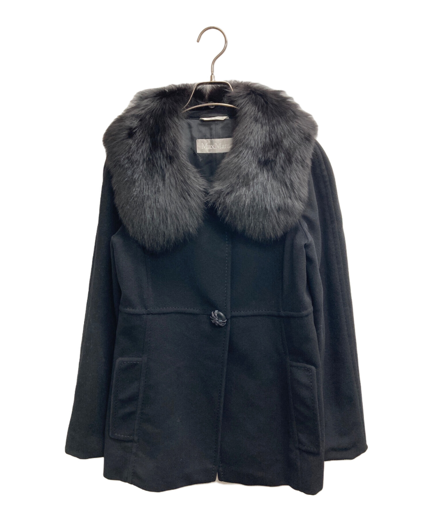 中古・古着通販】MaxMara (マックスマーラ) ハーフコート ブラック 