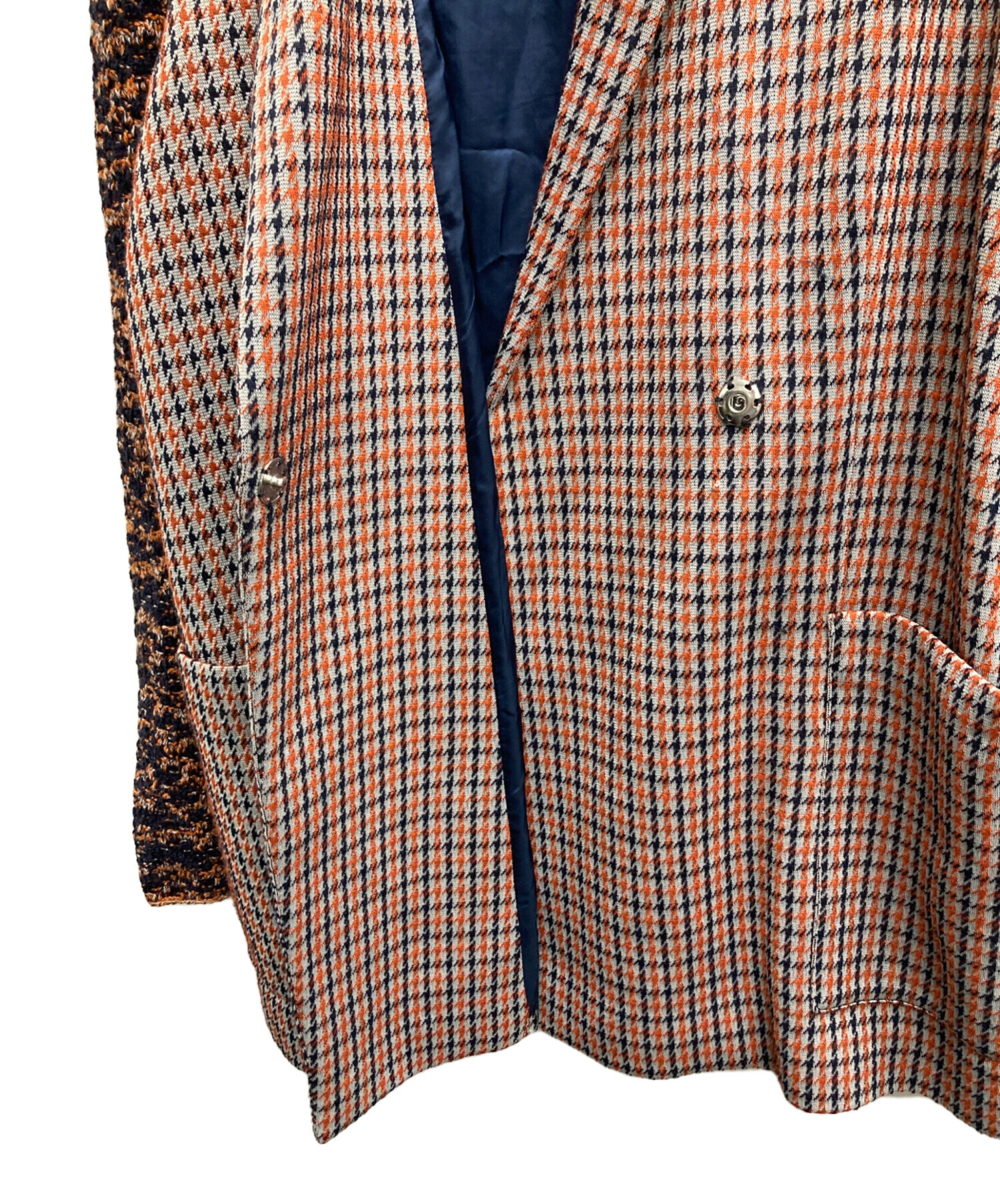 中古・古着通販】missoni (ミッソーニ) 千鳥柄コート オレンジ サイズ