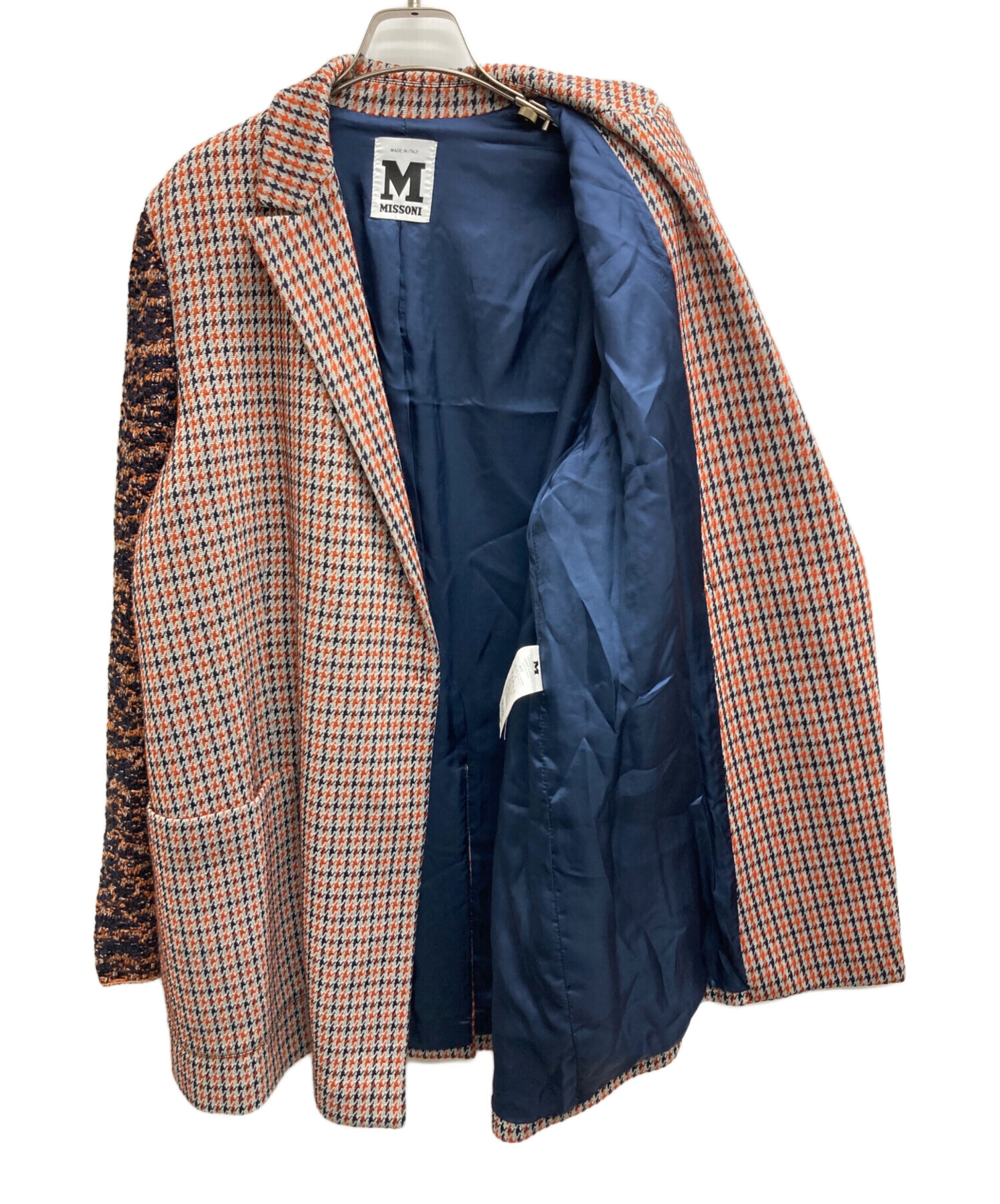 中古・古着通販】missoni (ミッソーニ) 千鳥柄コート オレンジ サイズ