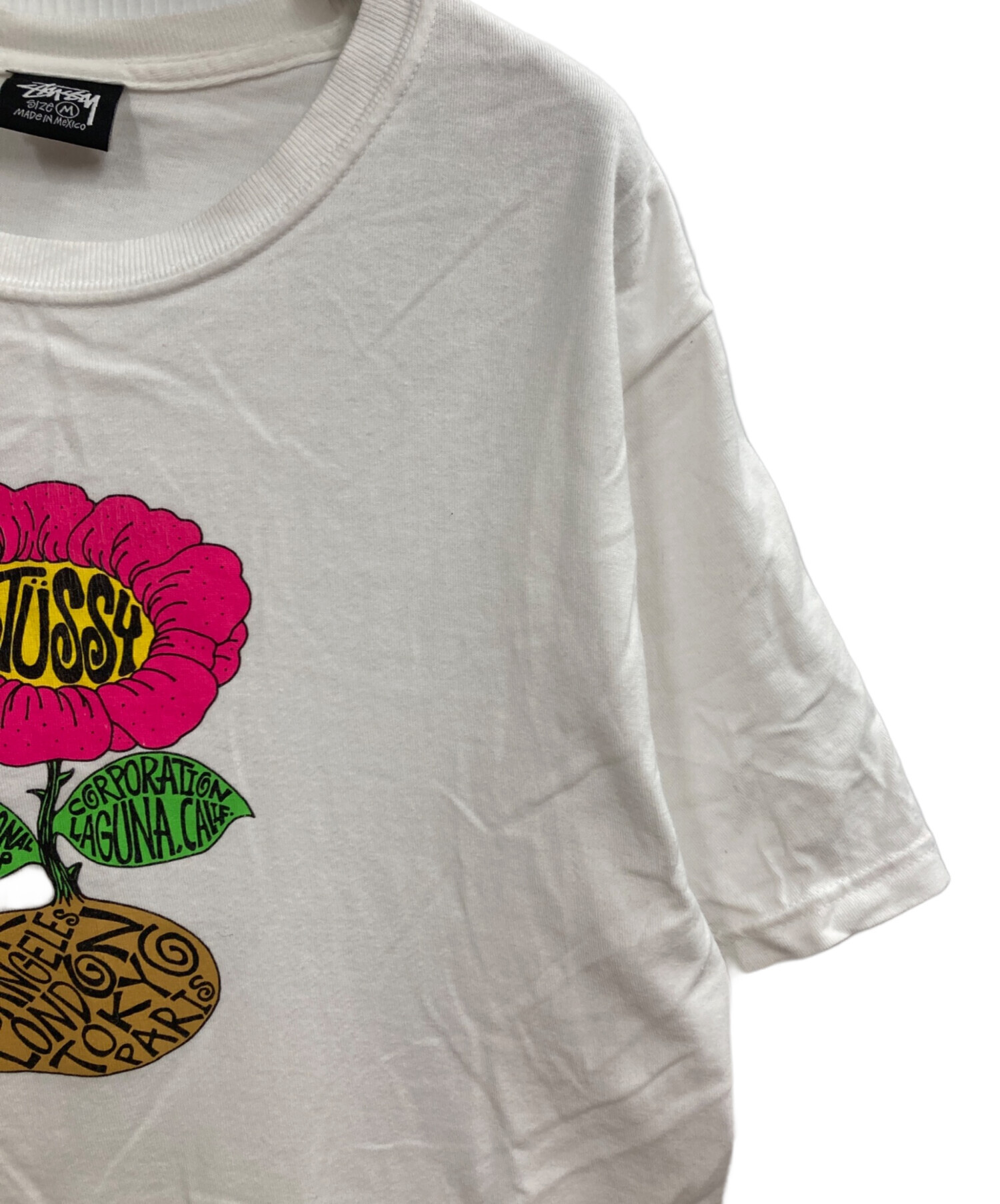 中古・古着通販】stussy (ステューシー) フラワーTシャツ ホワイト