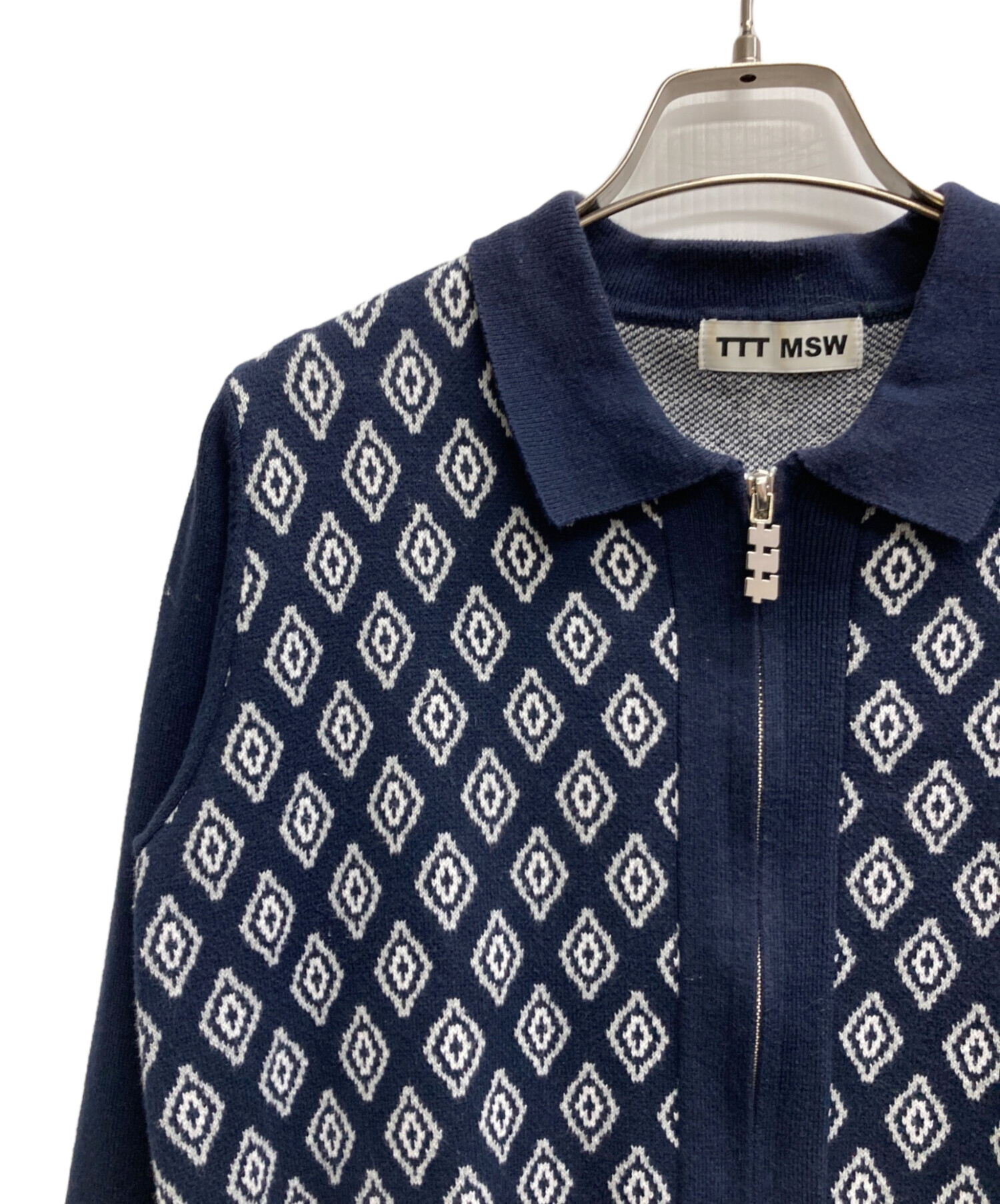 中古・古着通販】TTT MSW (ティー) Diamond Knit Polo ネイビー サイズ