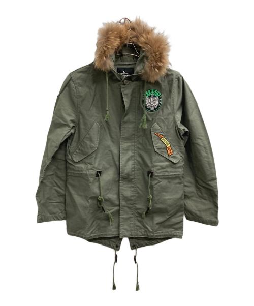 Stussy モッズコート オリーブグリーン 中古・古着通販】stussy (ステューシー) ワッペン付モッズコート