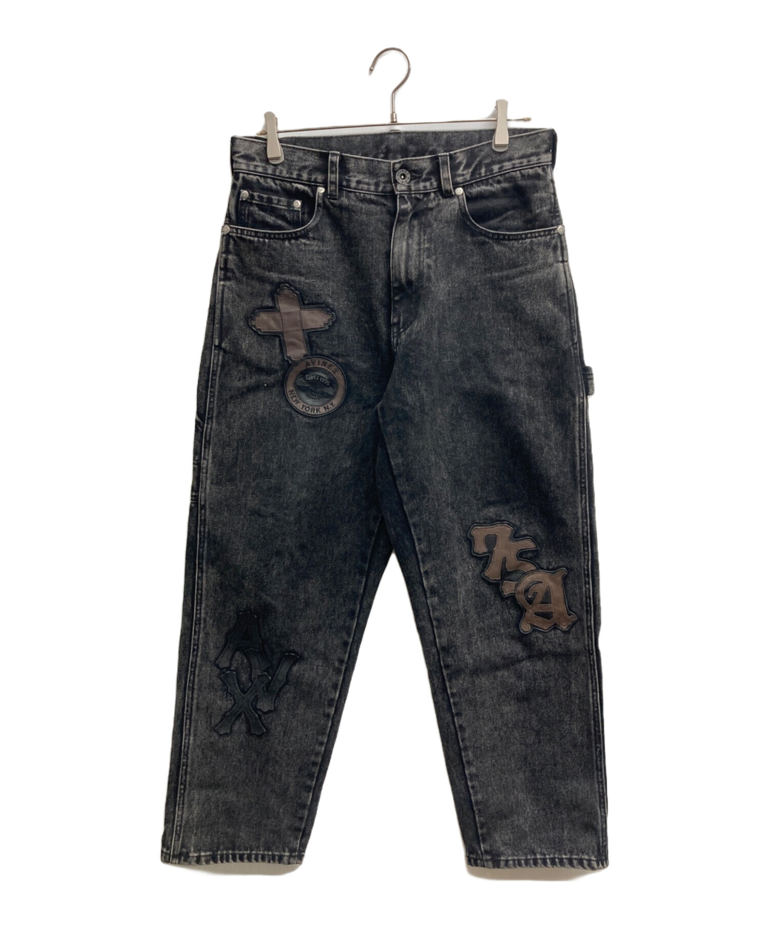 中古・古着通販】AVIREX (アヴィレックス) LEATHER PATCH DENIM PANTS