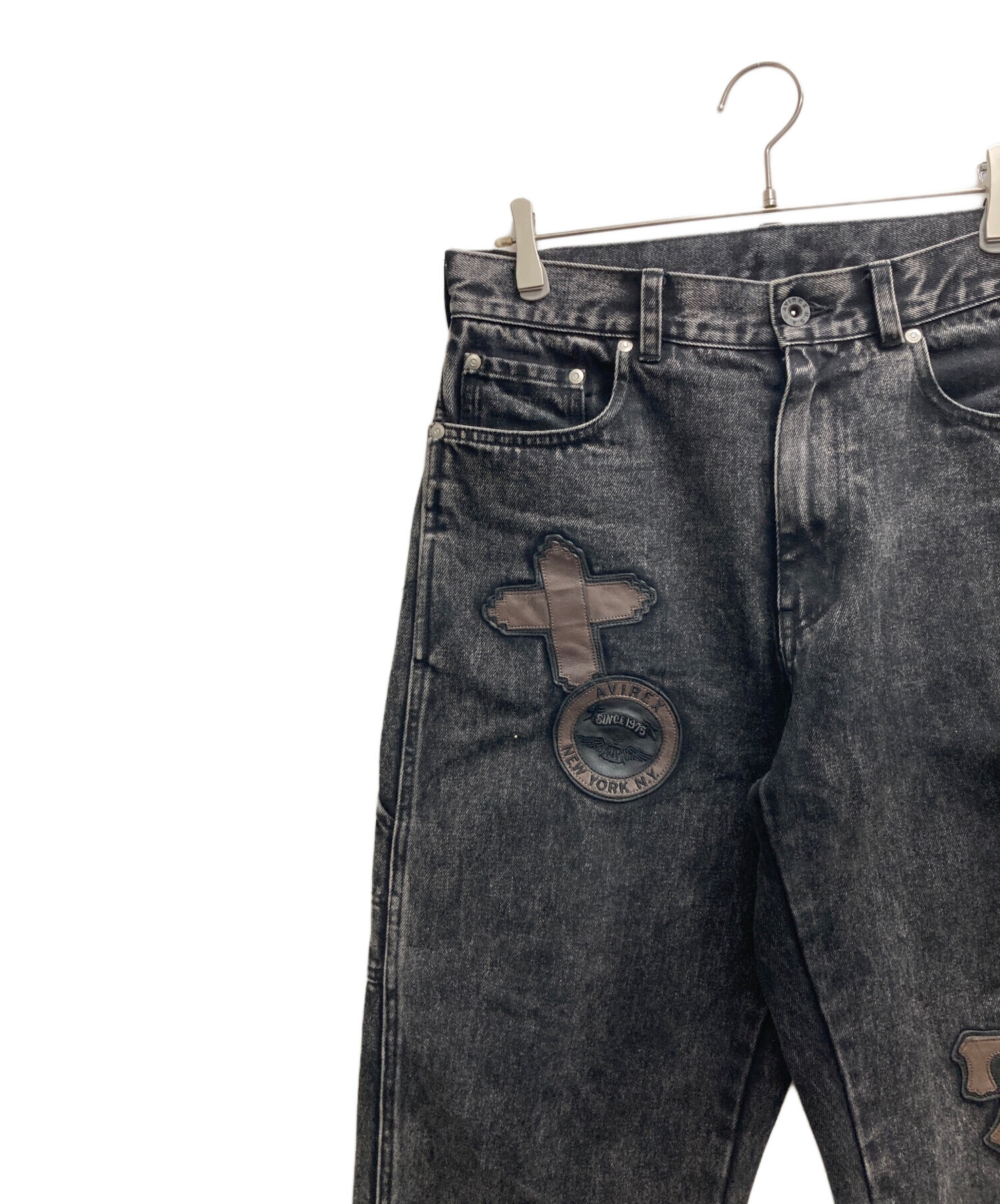 中古・古着通販】AVIREX (アヴィレックス) LEATHER PATCH DENIM PANTS