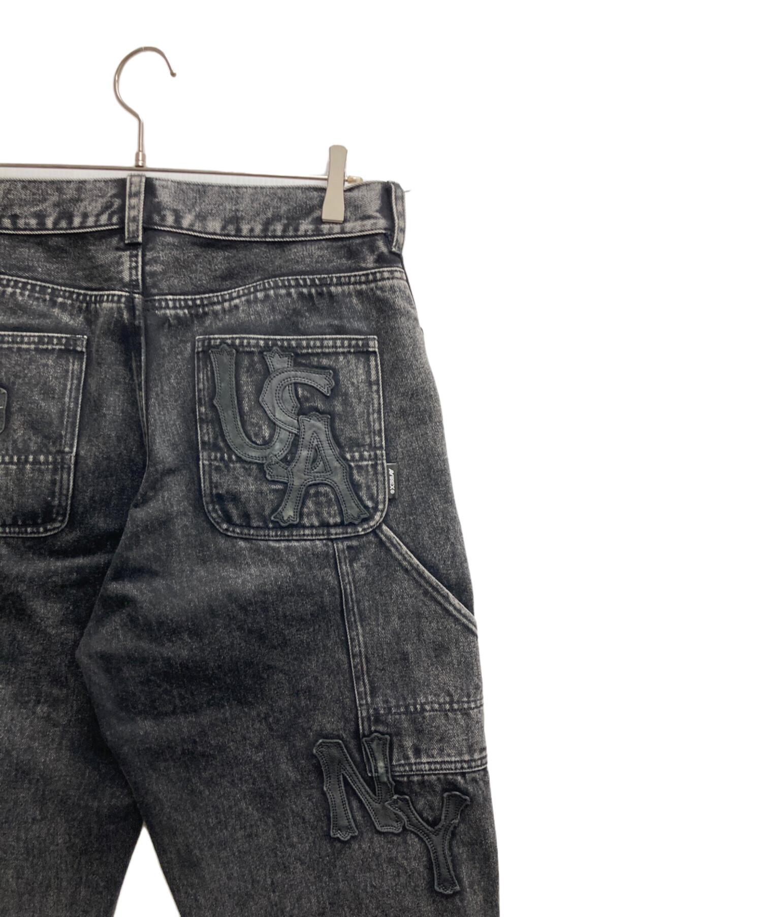 中古・古着通販】AVIREX (アヴィレックス) LEATHER PATCH DENIM PANTS