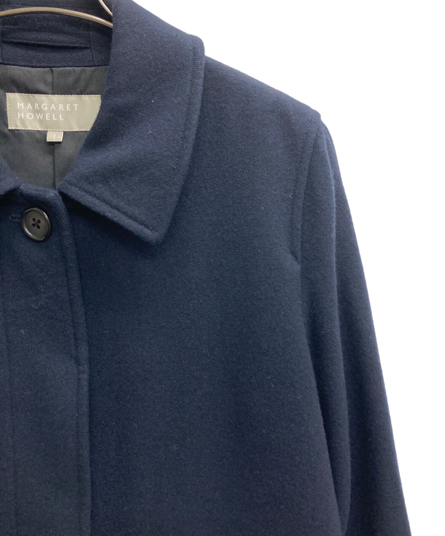 ★マーガレットハウエル ステンカラー ウール ショートコート M ネイビー 中古・古着通販】MARGARET HOWELL (マーガレットハウエル) ソフト