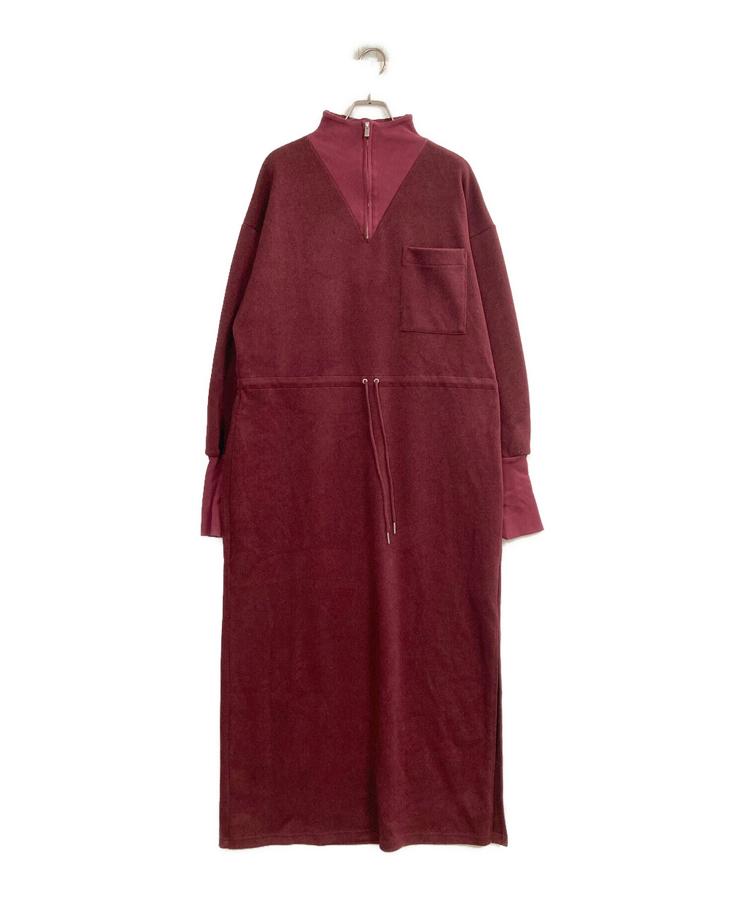 中古・古着通販】AMERI (アメリ) UND HALF ZIP SWEAT DRESS ボルドー 
