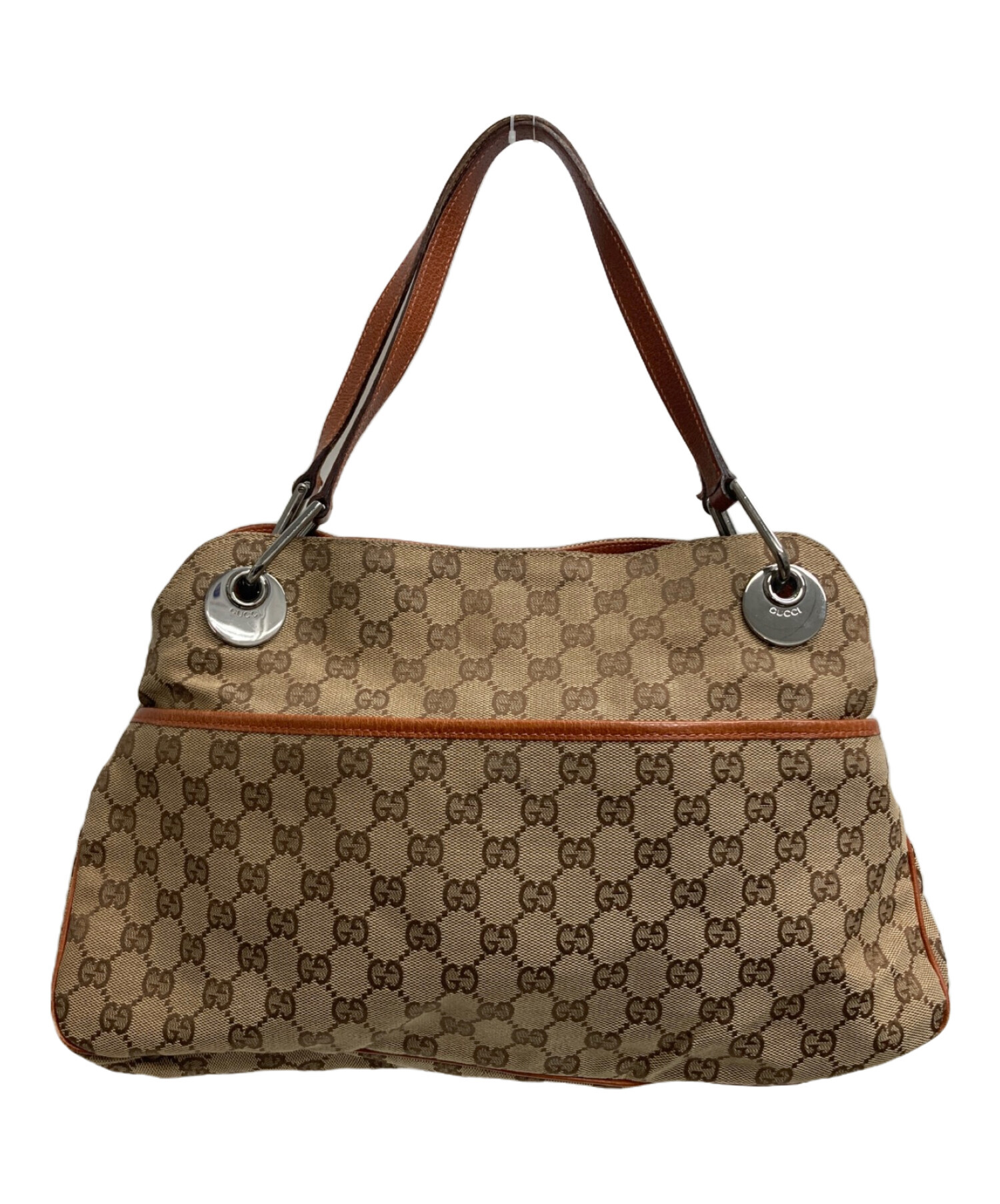 【美品】グッチ トートバッグ ハンドバッグ ブラウン キャンバス GG柄 レディース GUCCI グッチ キャンバスGGパターン トートバッグ ブラウン